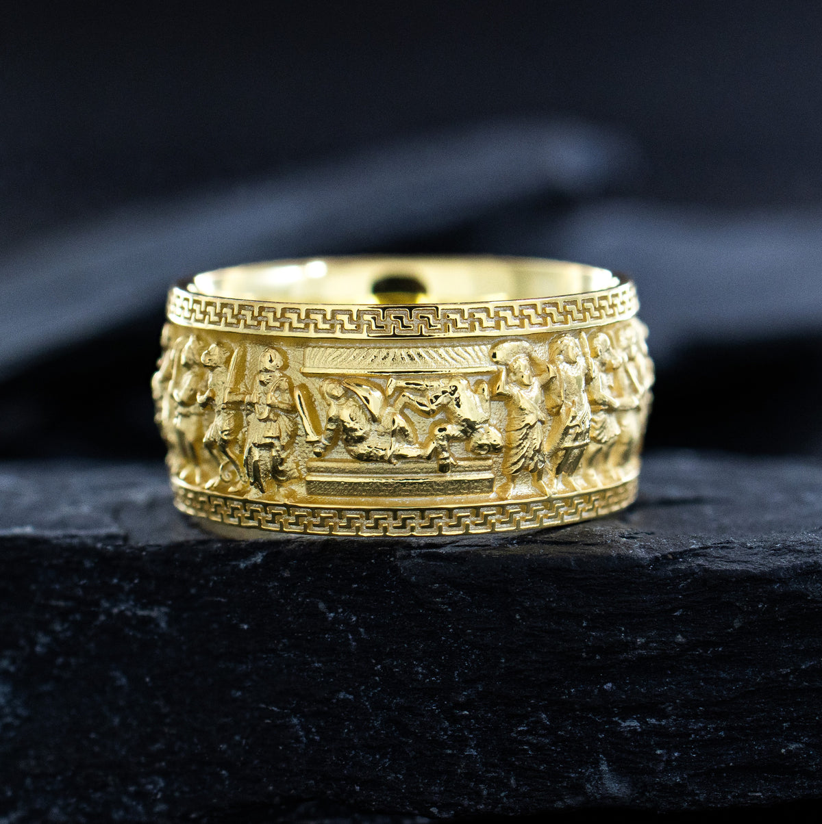 Greco Buddhist Solid 14k and 18k Yellow Gold Band