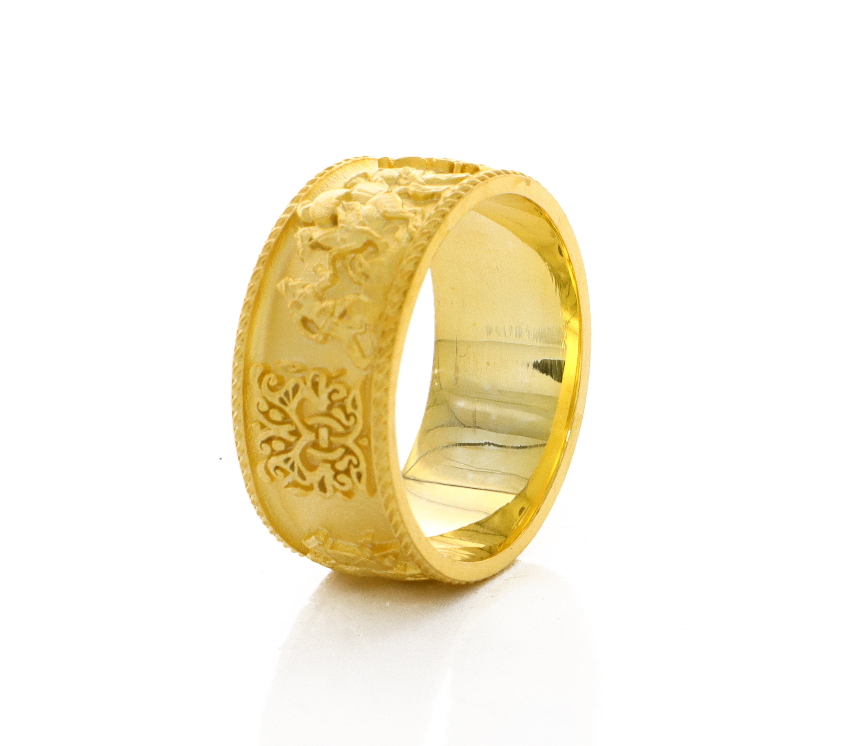 10mm Custom Made, Dome Shaped, 14k Solid Yellow Gold Scythian Ring