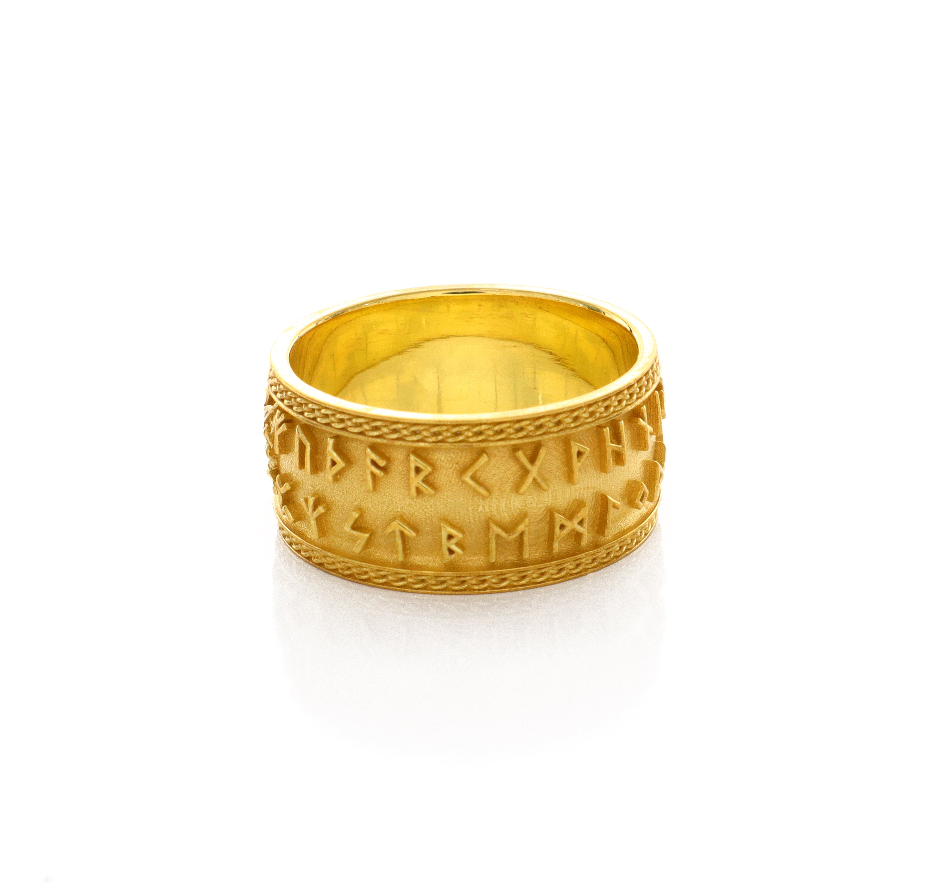 10mm Custom Made, Dome Shaped, 14k Solid Yellow Gold Valkyrie Viking Ring