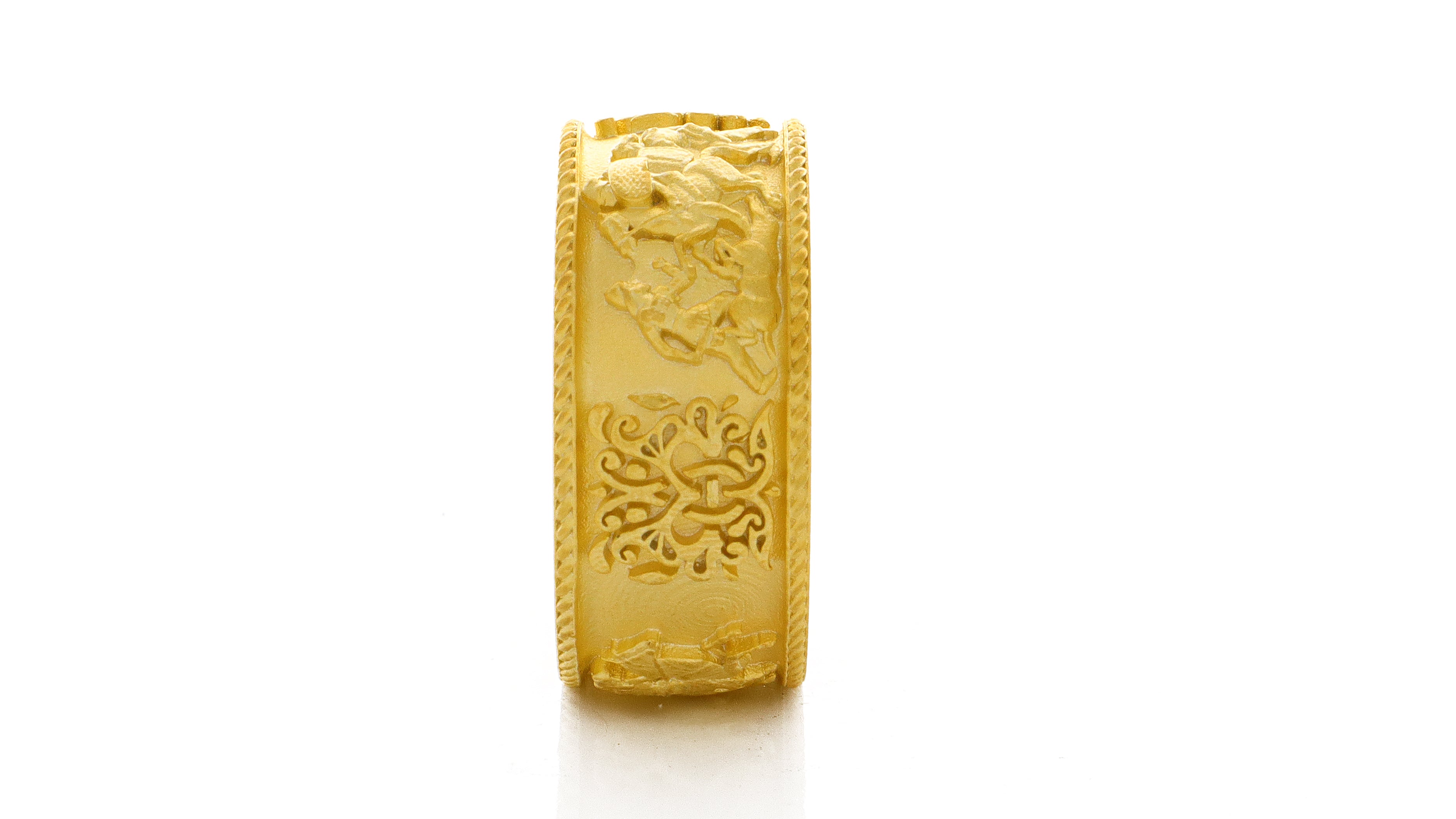 10mm Custom Made, Dome Shaped, 14k Solid Yellow Gold Scythian Ring