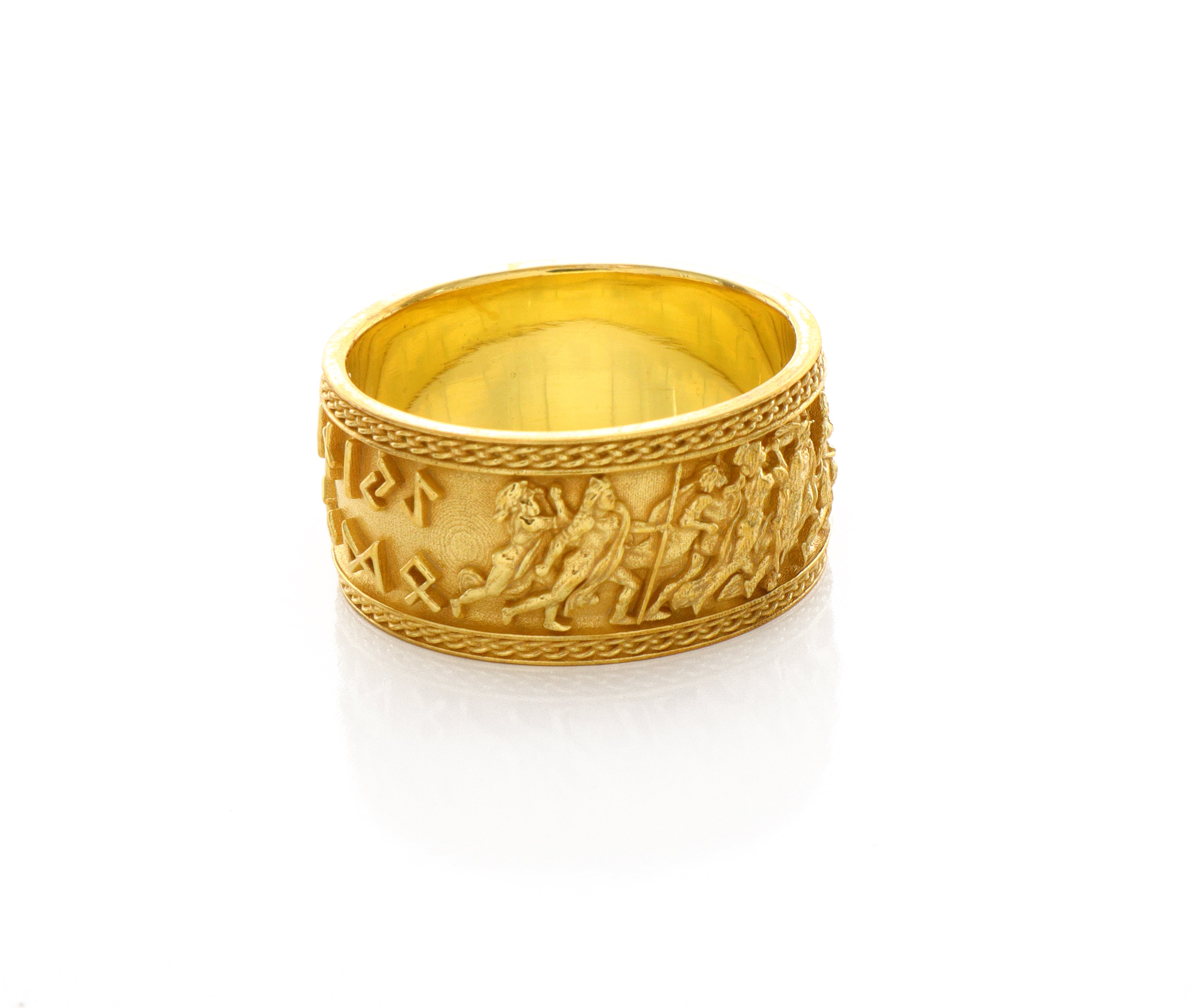 10mm Custom Made, Dome Shaped, 14k Solid Yellow Gold Valkyrie Viking Ring