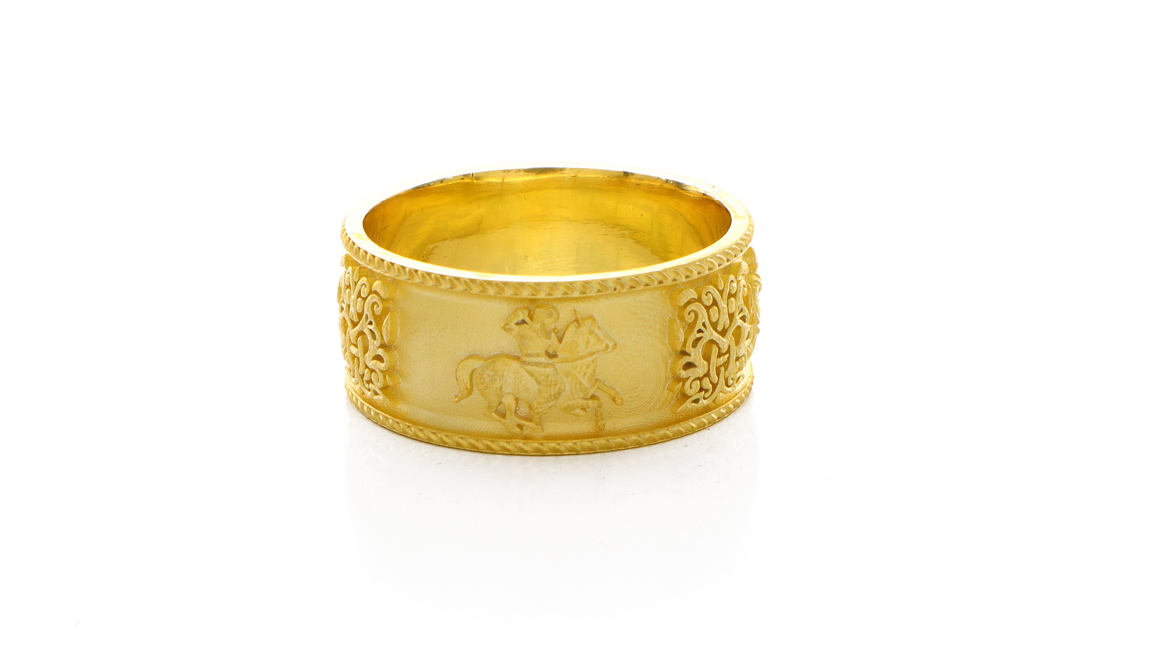 10mm Custom Made, Dome Shaped, 14k Solid Yellow Gold Scythian Ring