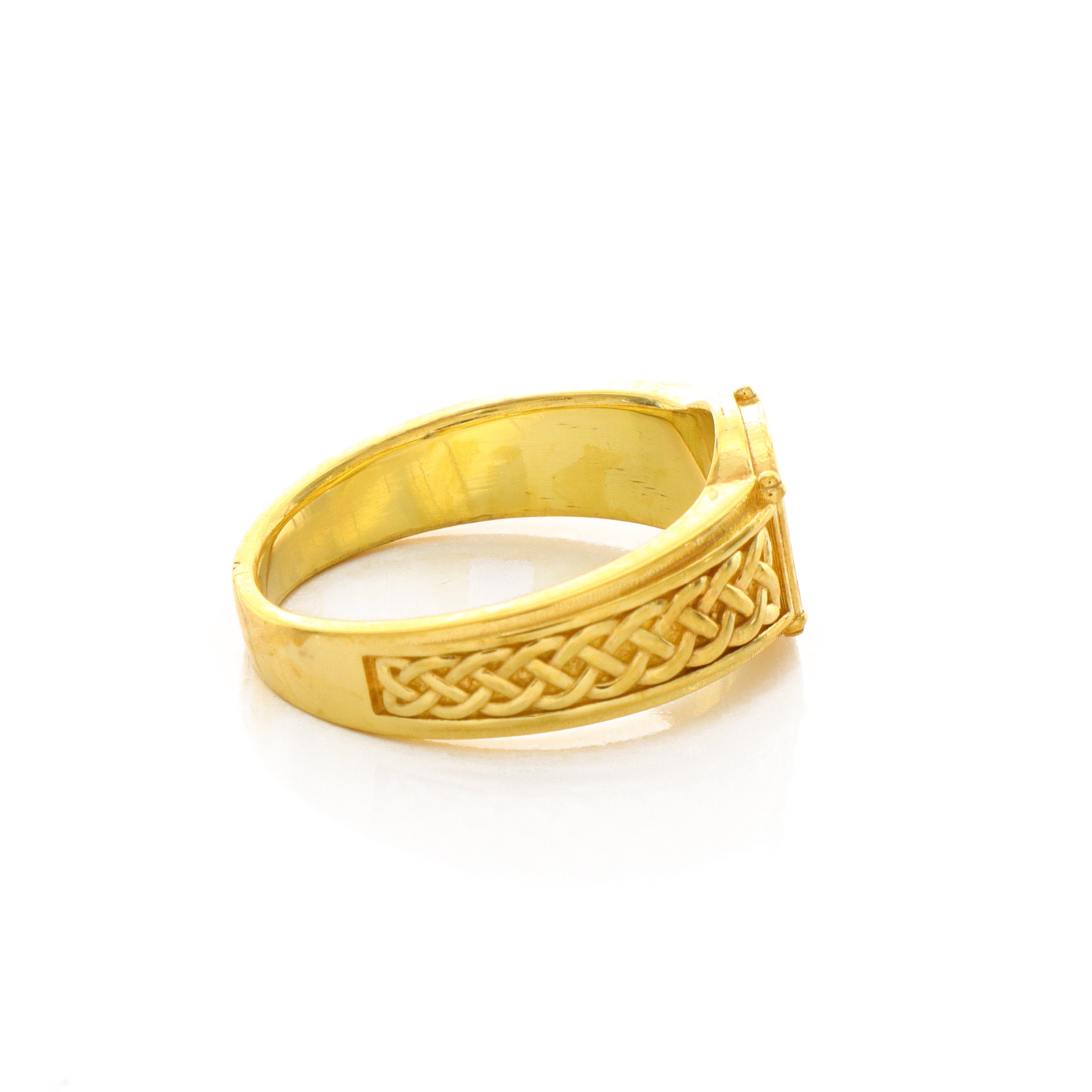 Norse Style Initial, 14k Solid Yellow Gold Signet Ring