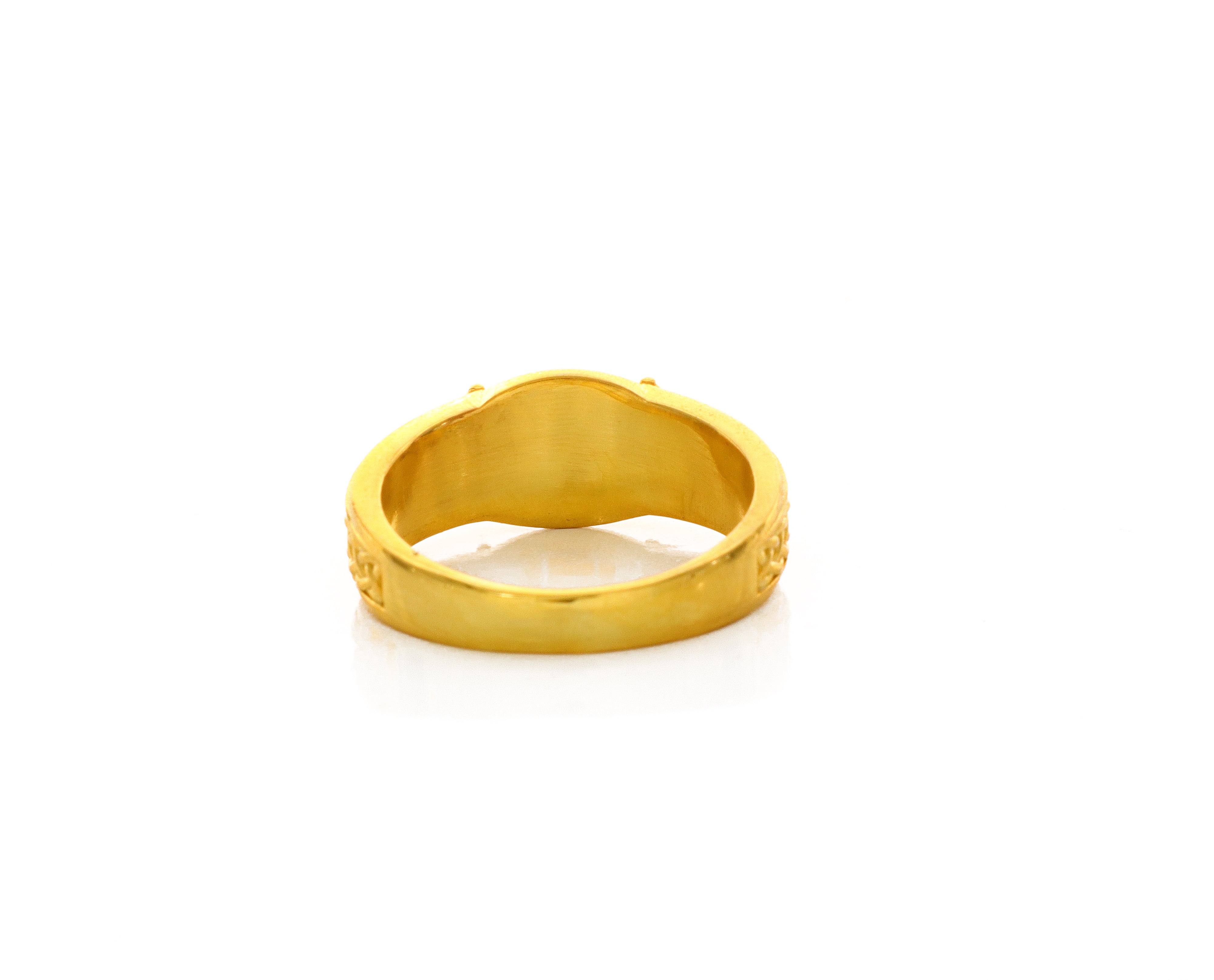 Celtic Triskelion with Braids, 14k Solid Yellow Gold Signet Ring