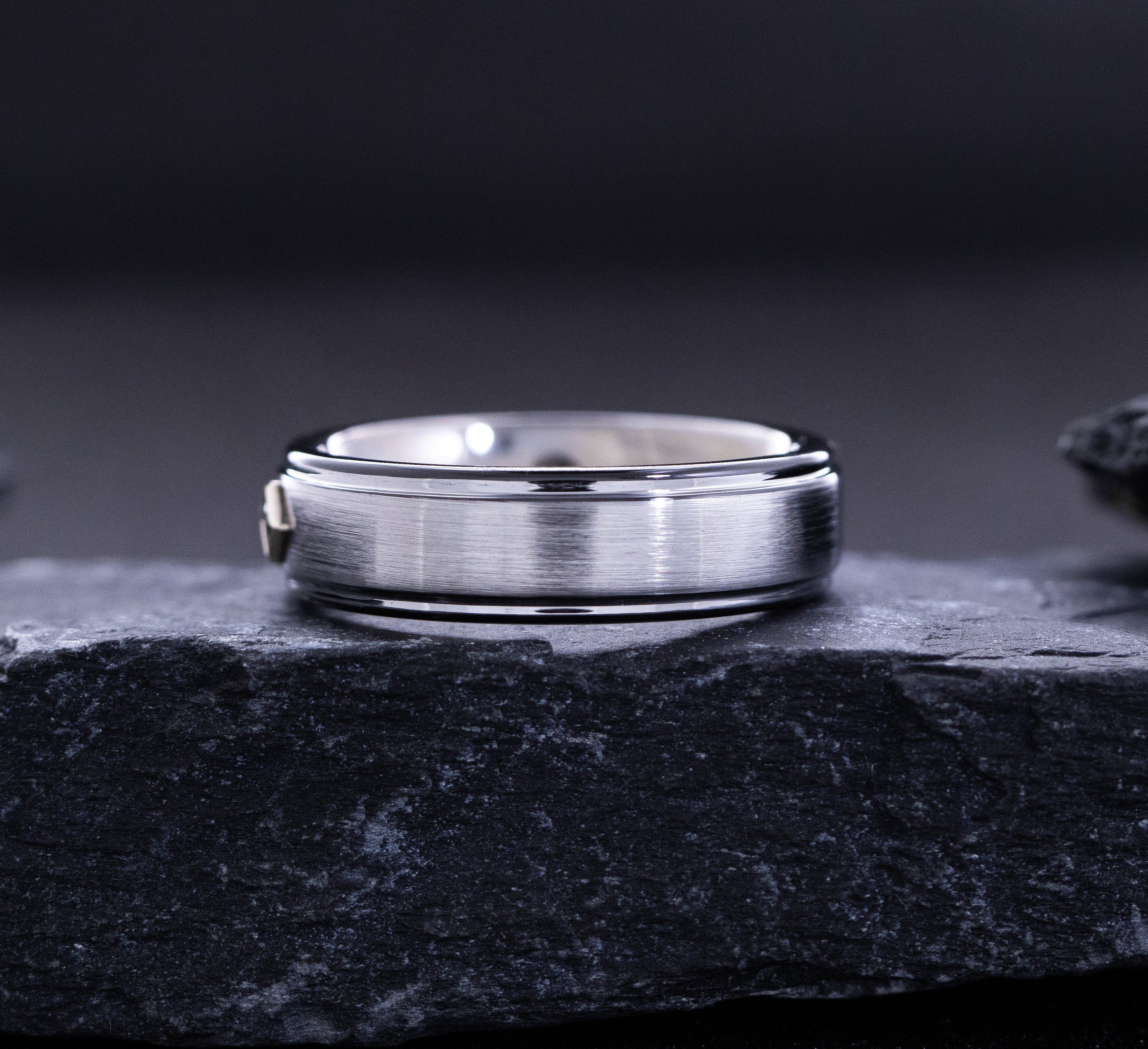 6mm Silver Tungsten Carbide Wedding Ring with Gemstone