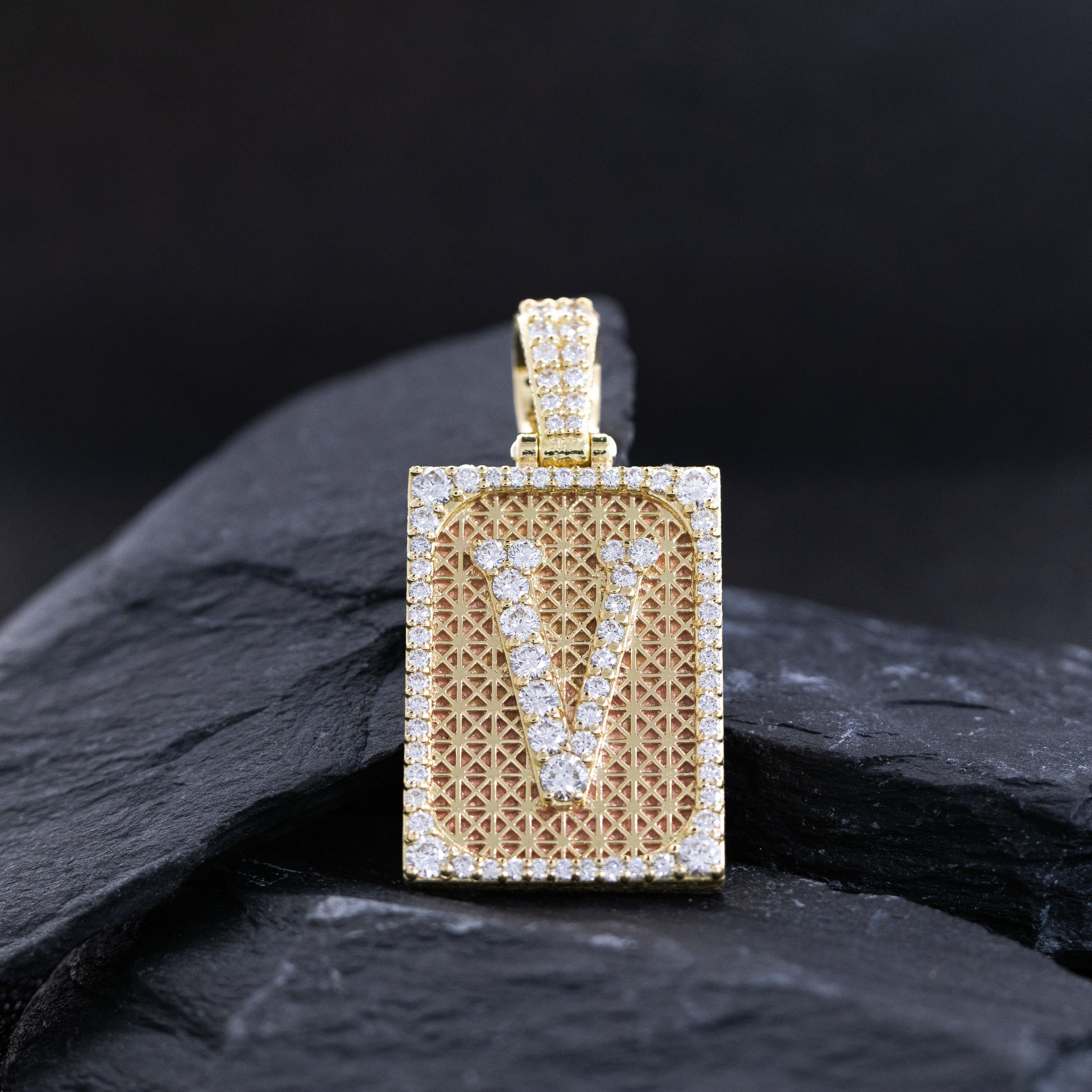 Solid 18k Gold Initial Pendant with Natural Diamonds