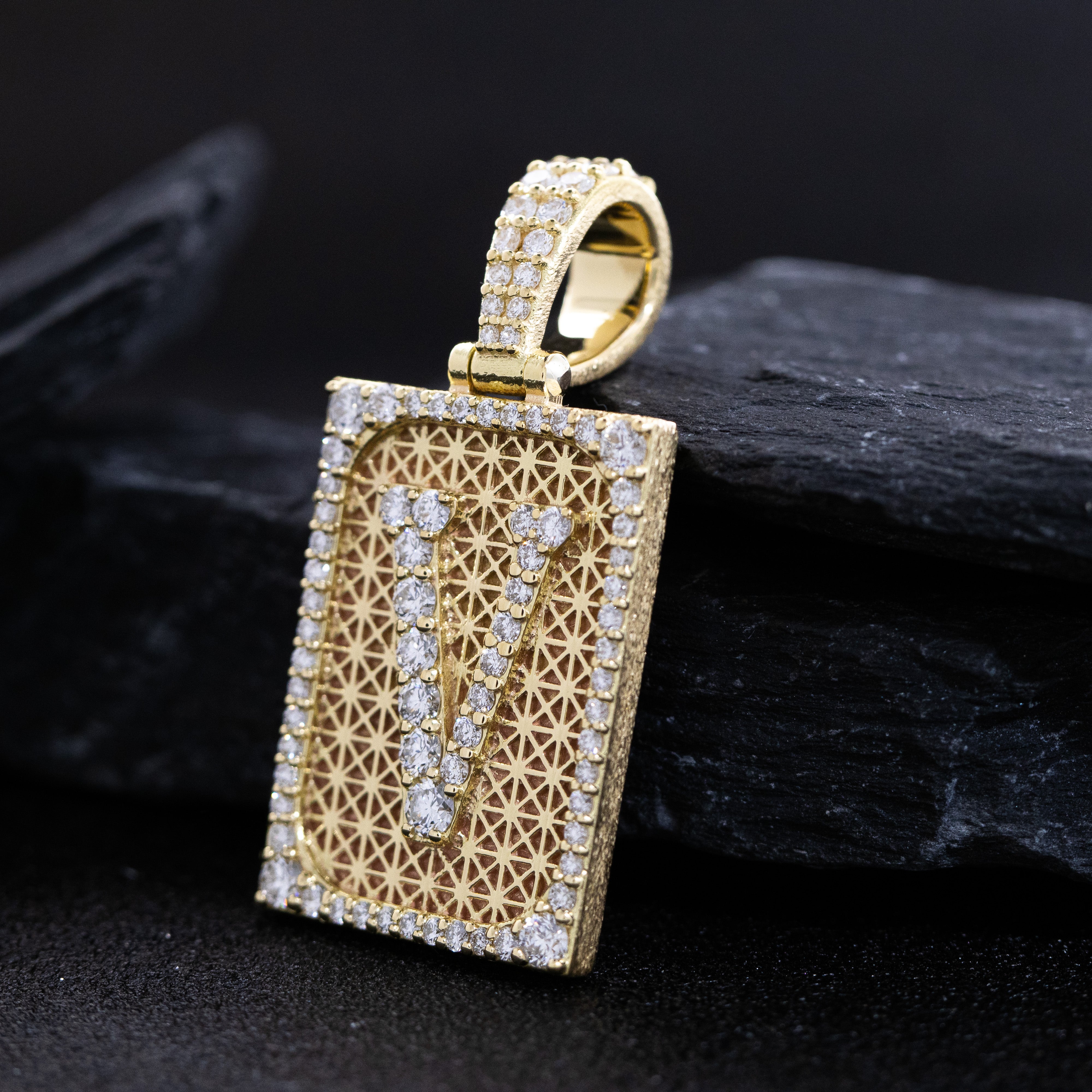 Solid 18k Gold Initial Pendant with Natural Diamonds