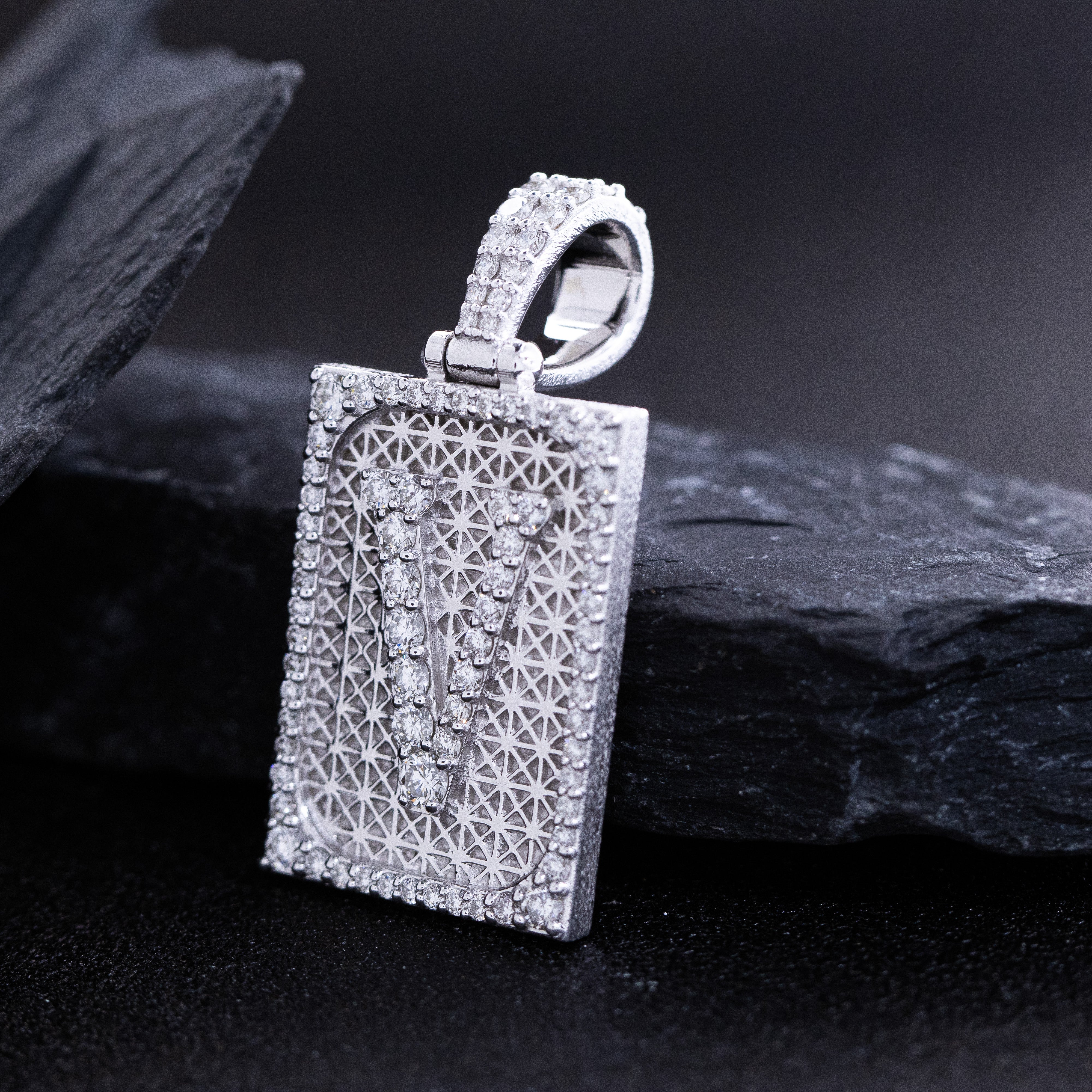 Solid 18k Gold Initial Pendant with Natural Diamonds