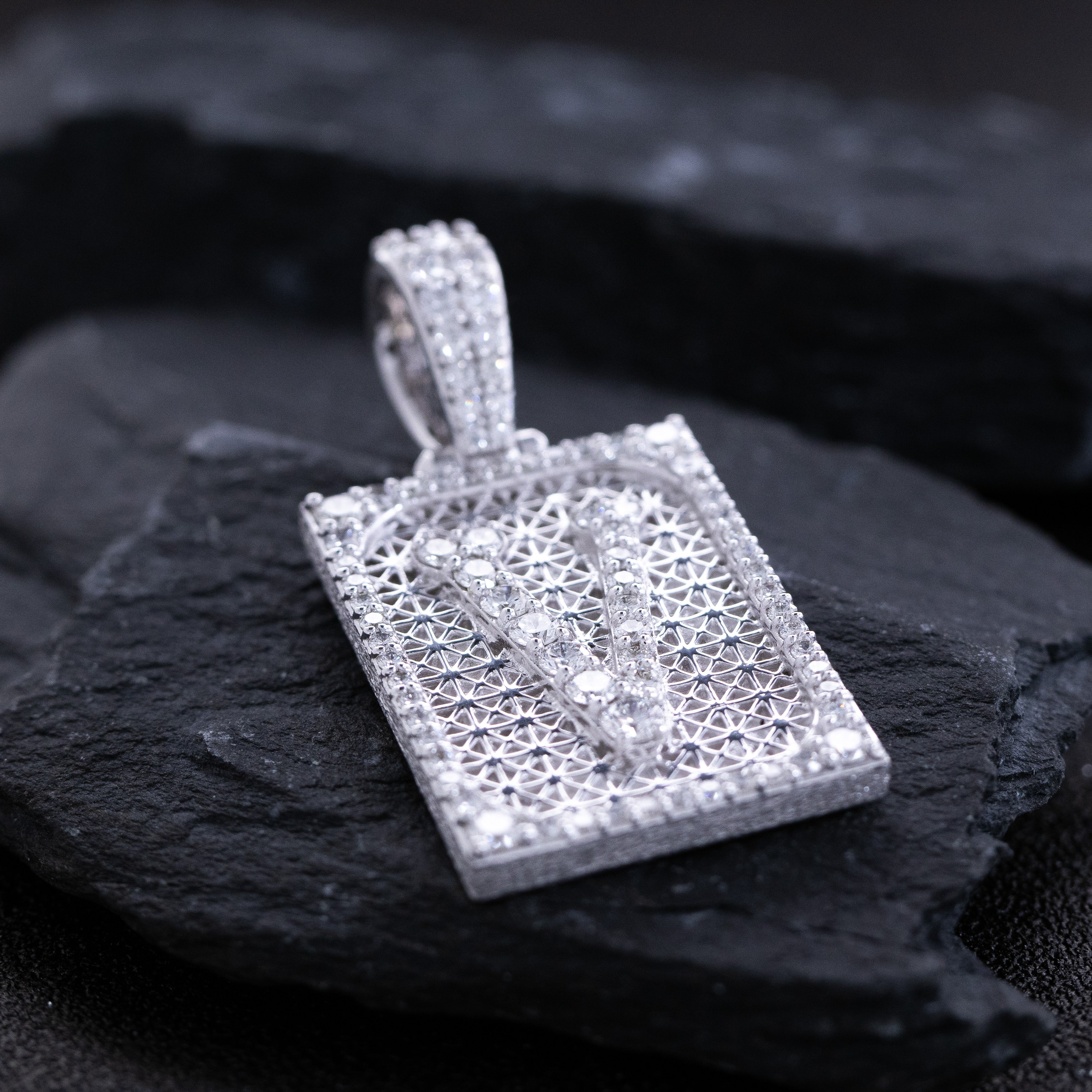 Solid 18k Gold Initial Pendant with Natural Diamonds
