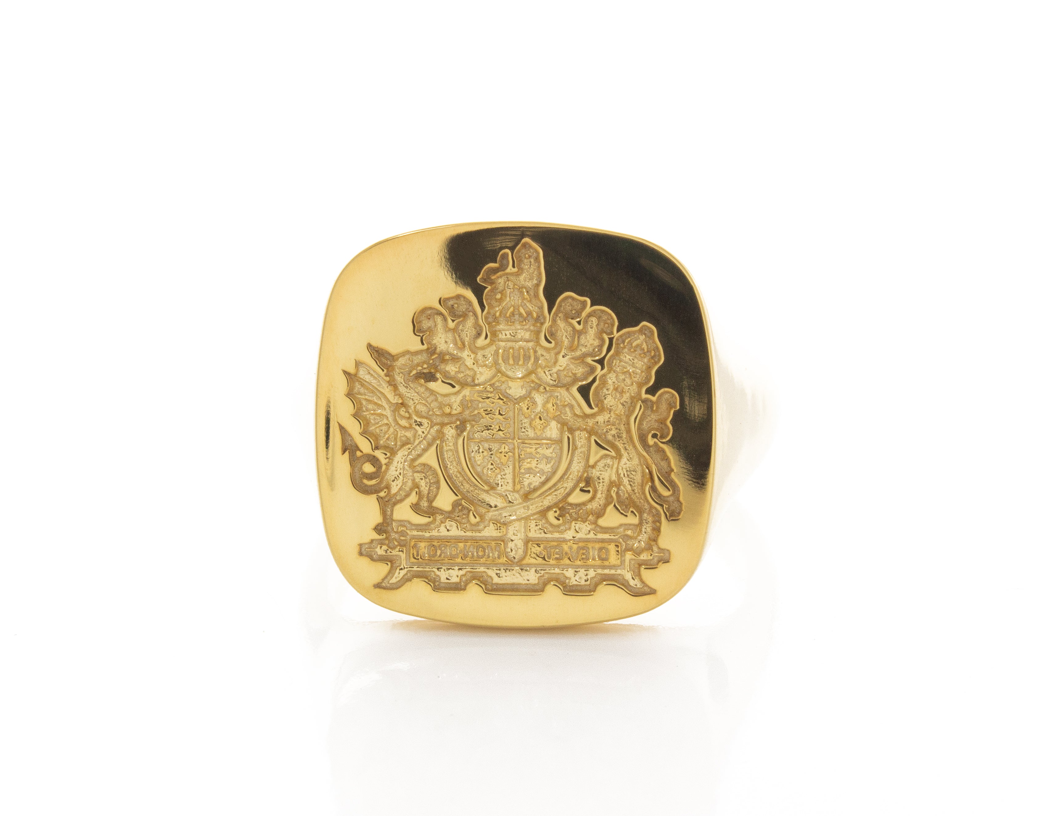 English House of Tudor Wax Seal Signet Ring, 14k Solid Yellow Gold Ring