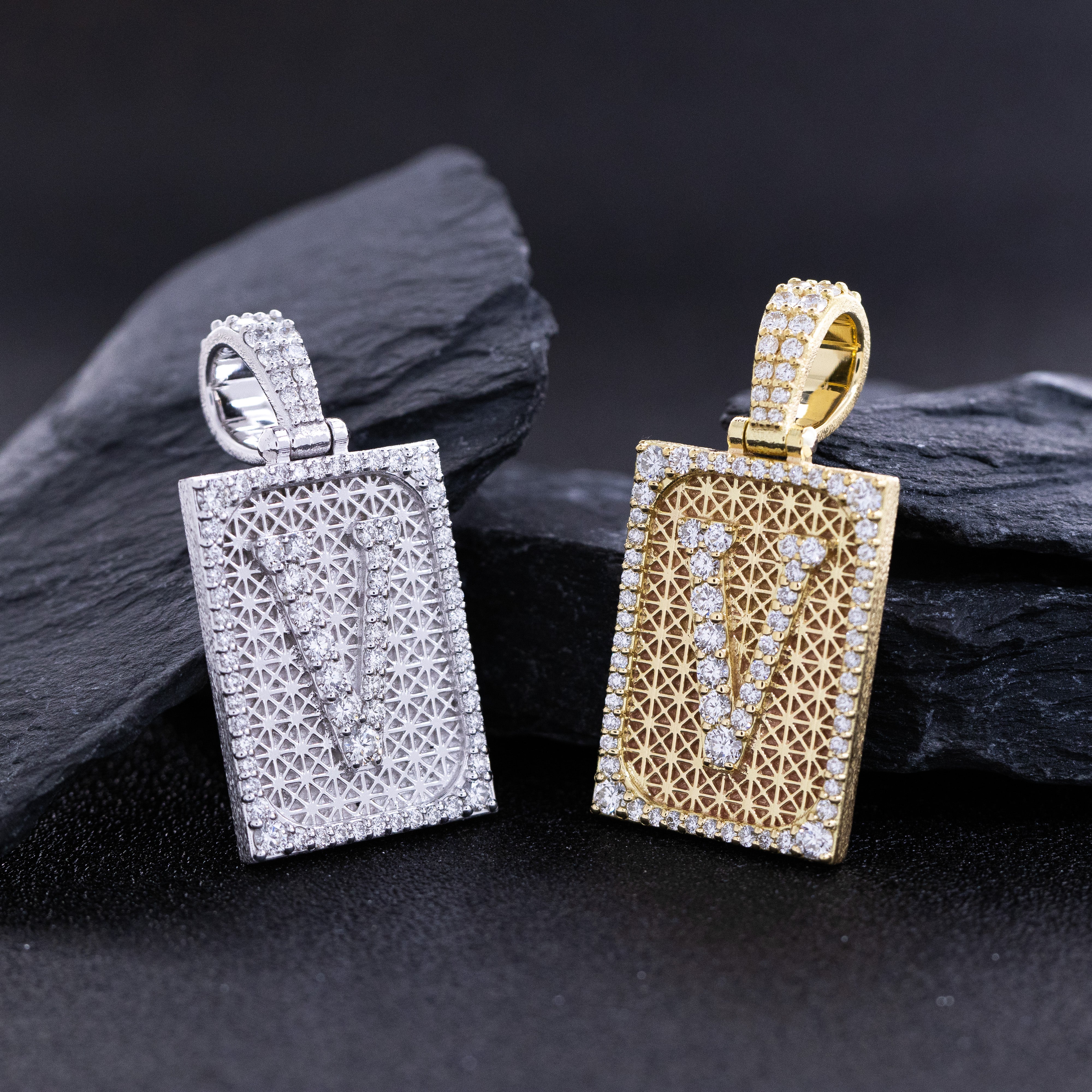 Solid 18k Gold Initial Pendant with Natural Diamonds