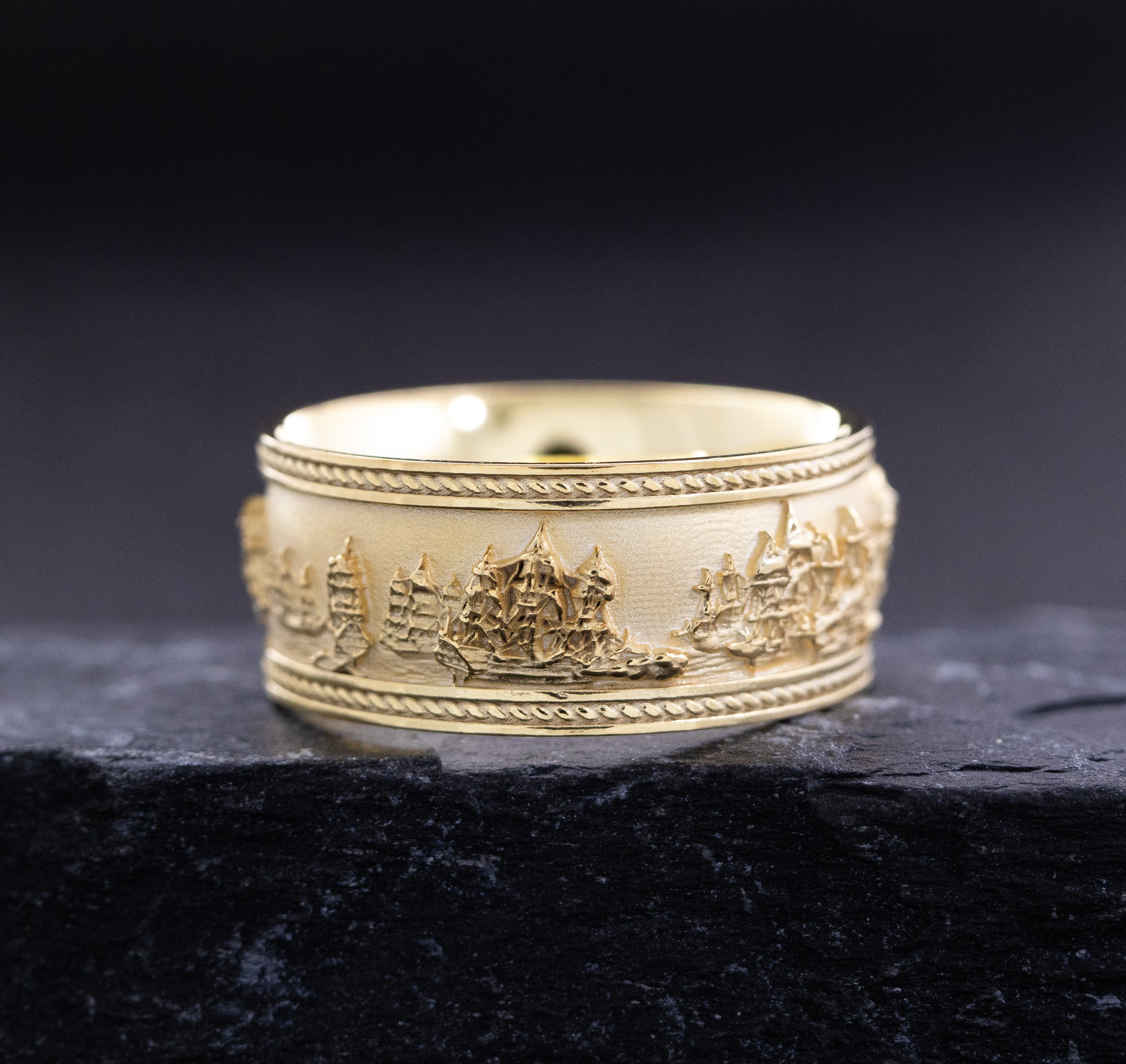Solid 14k and 18k Yellow Gold Battle of Trafalgar Naval Warfare Band