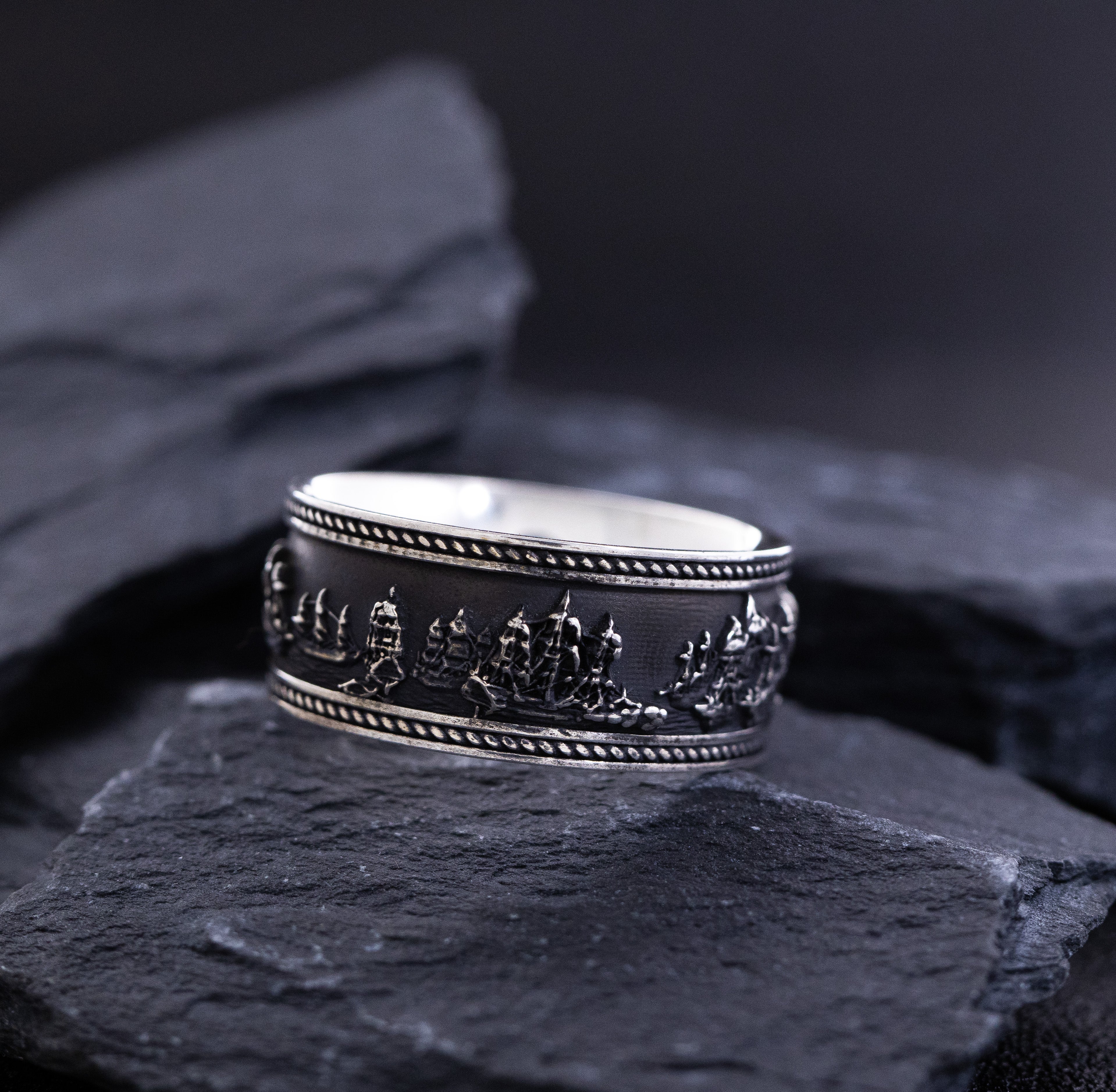 Sterling Silver Battle of Trafalgar Naval Warfare Band