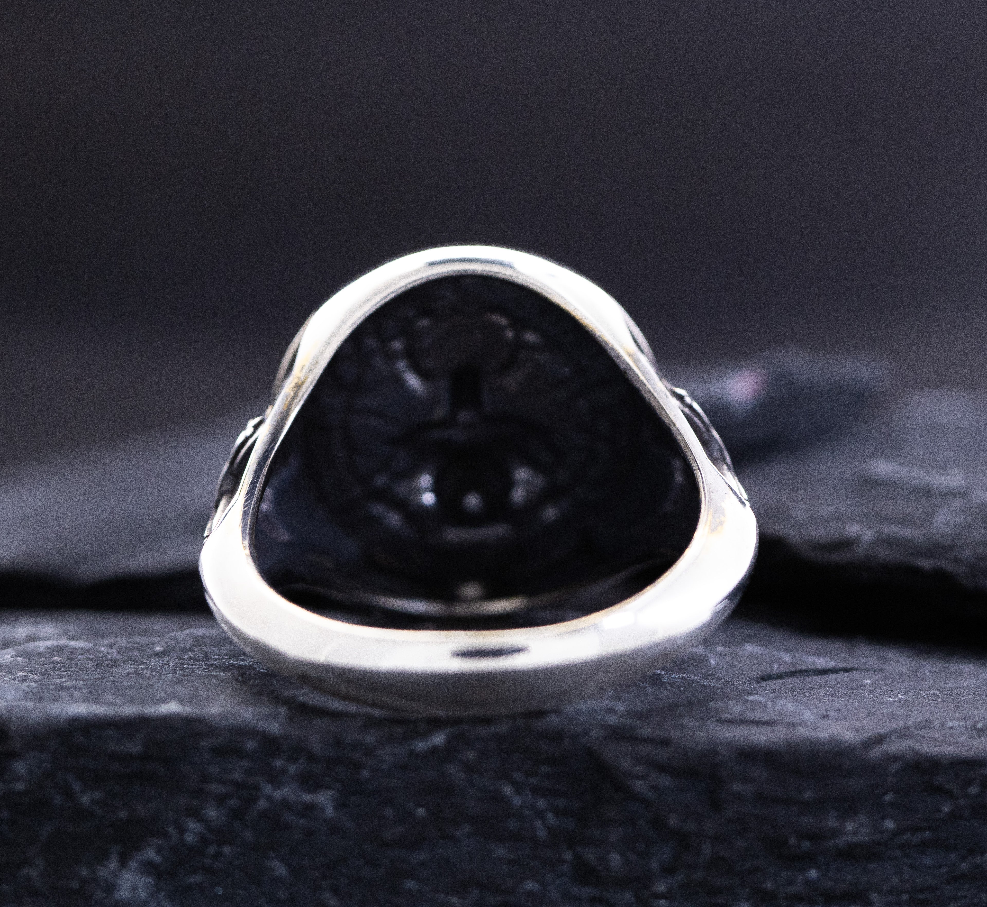 Oxidized Sterling Silver Signet Ring with Teutonic Knight