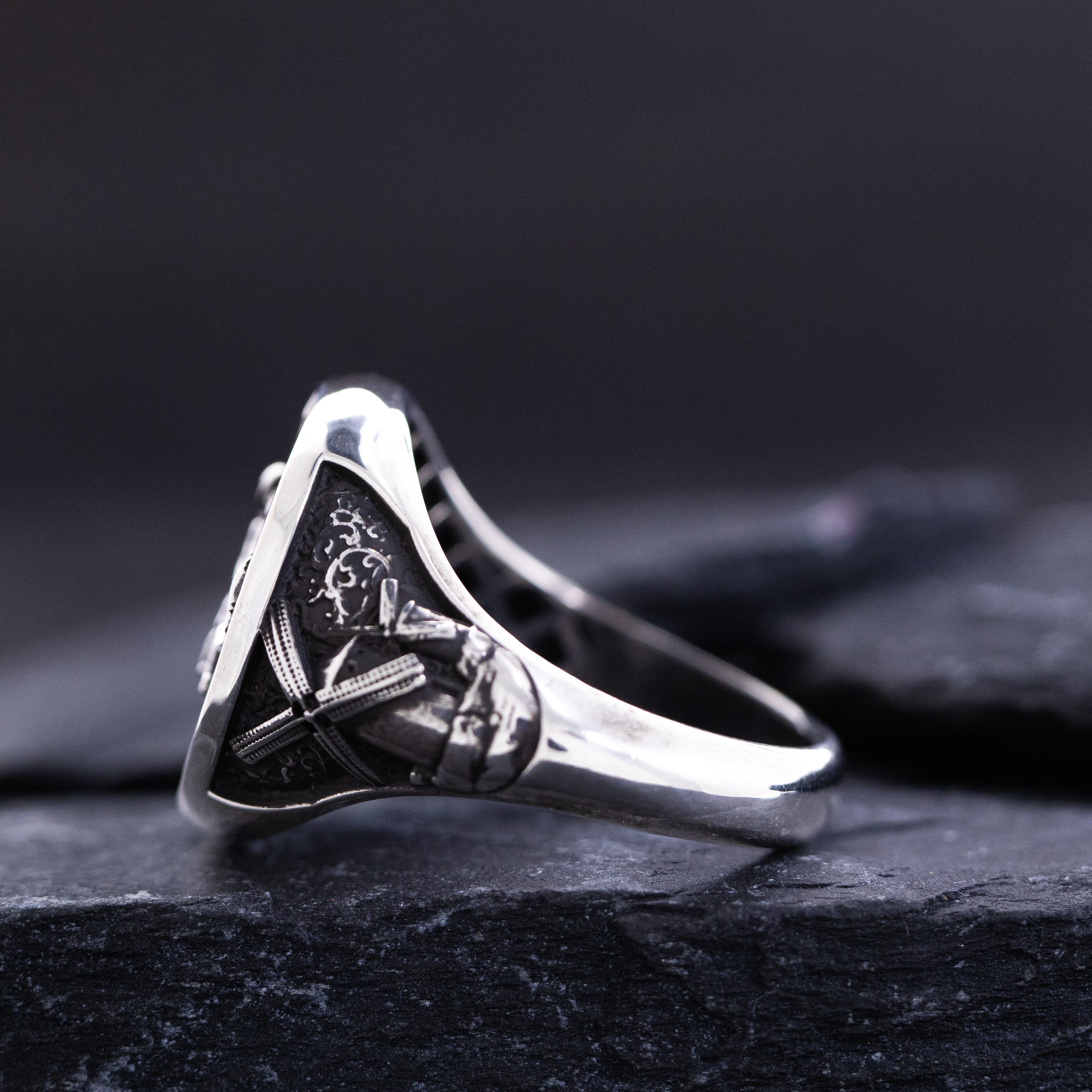 Spanish Style Sterling Silver Signet Ring Inspired Don Quixote