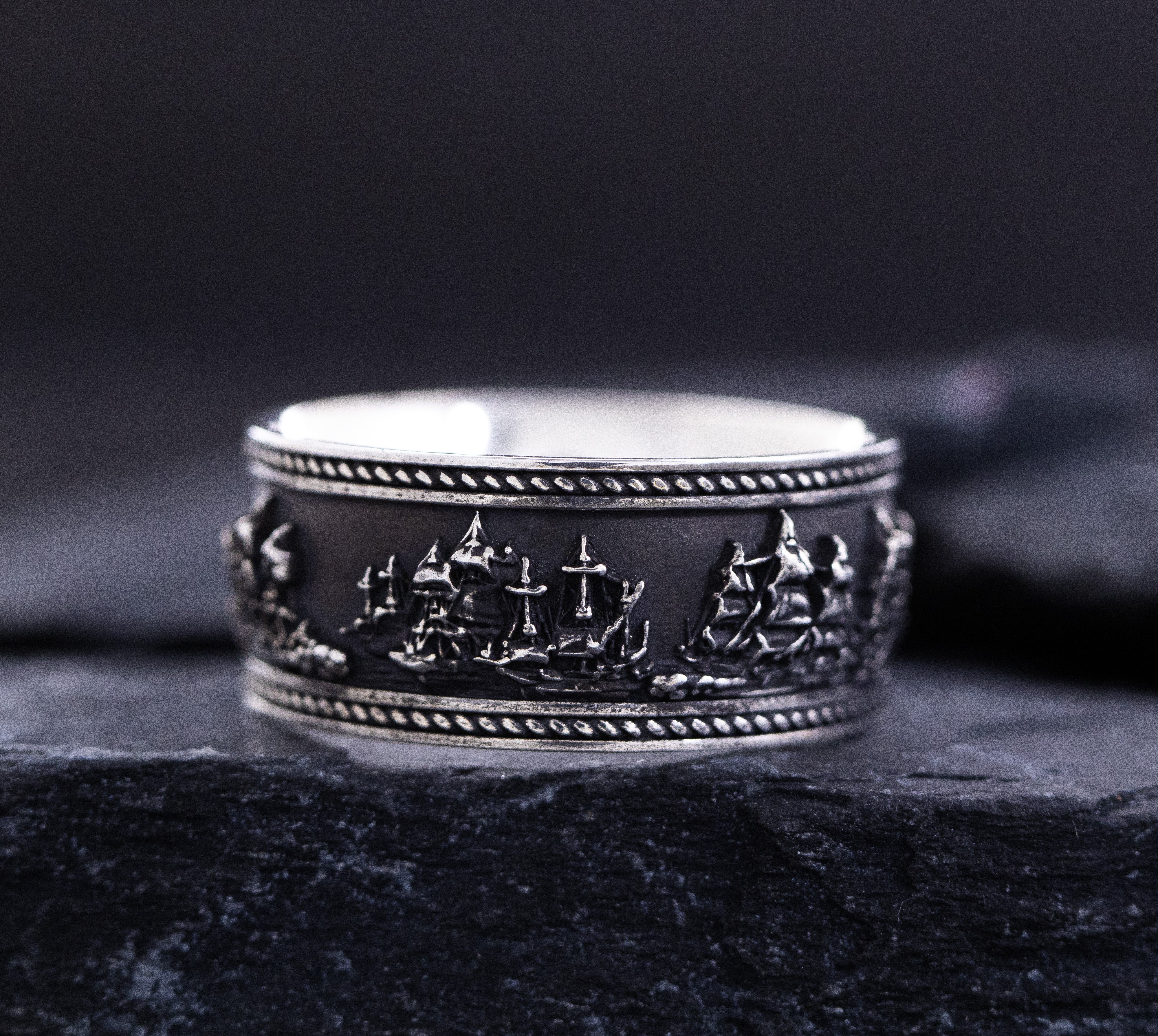 Sterling Silver Battle of Trafalgar Naval Warfare Band