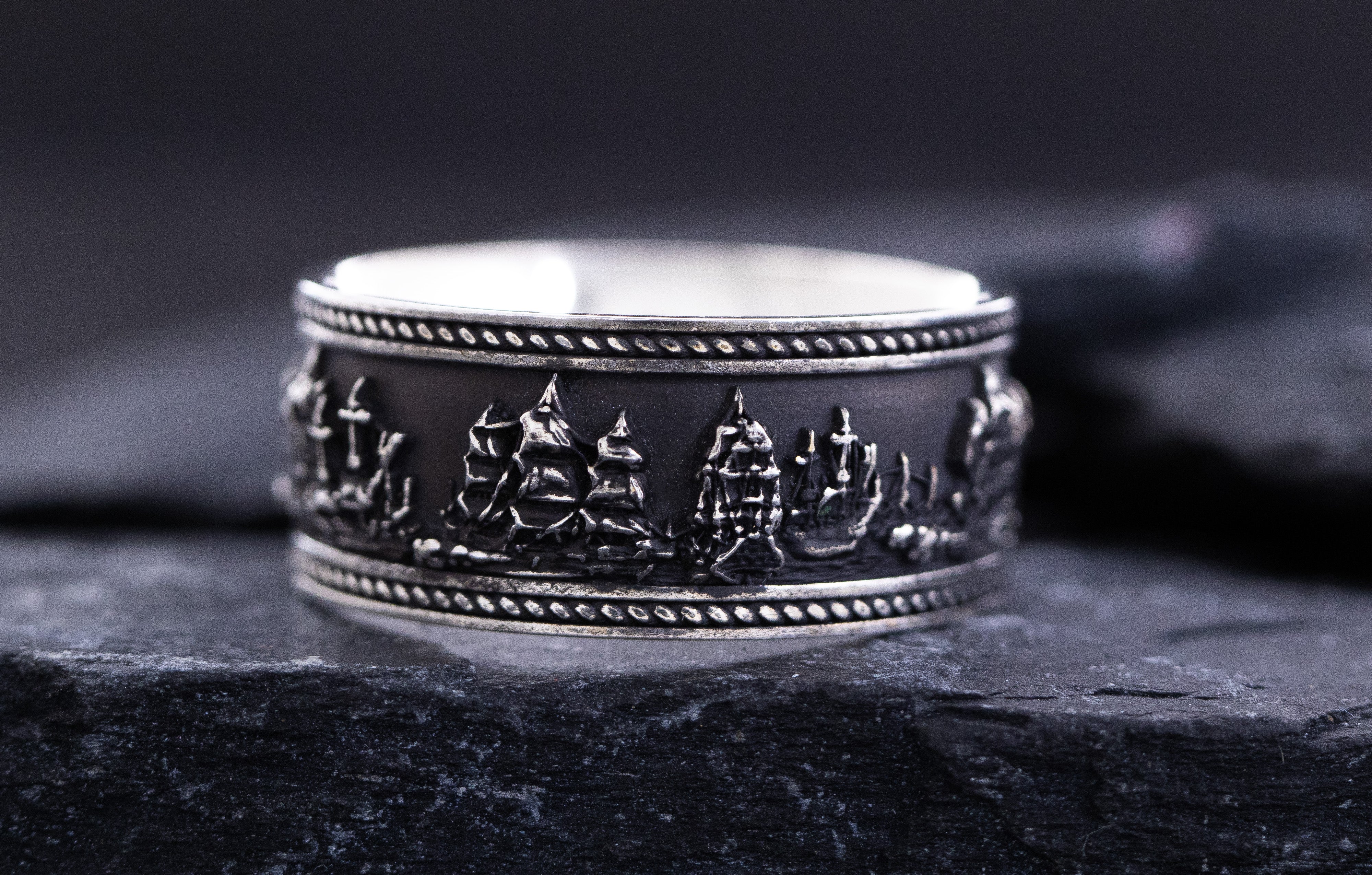 Sterling Silver Battle of Trafalgar Naval Warfare Band