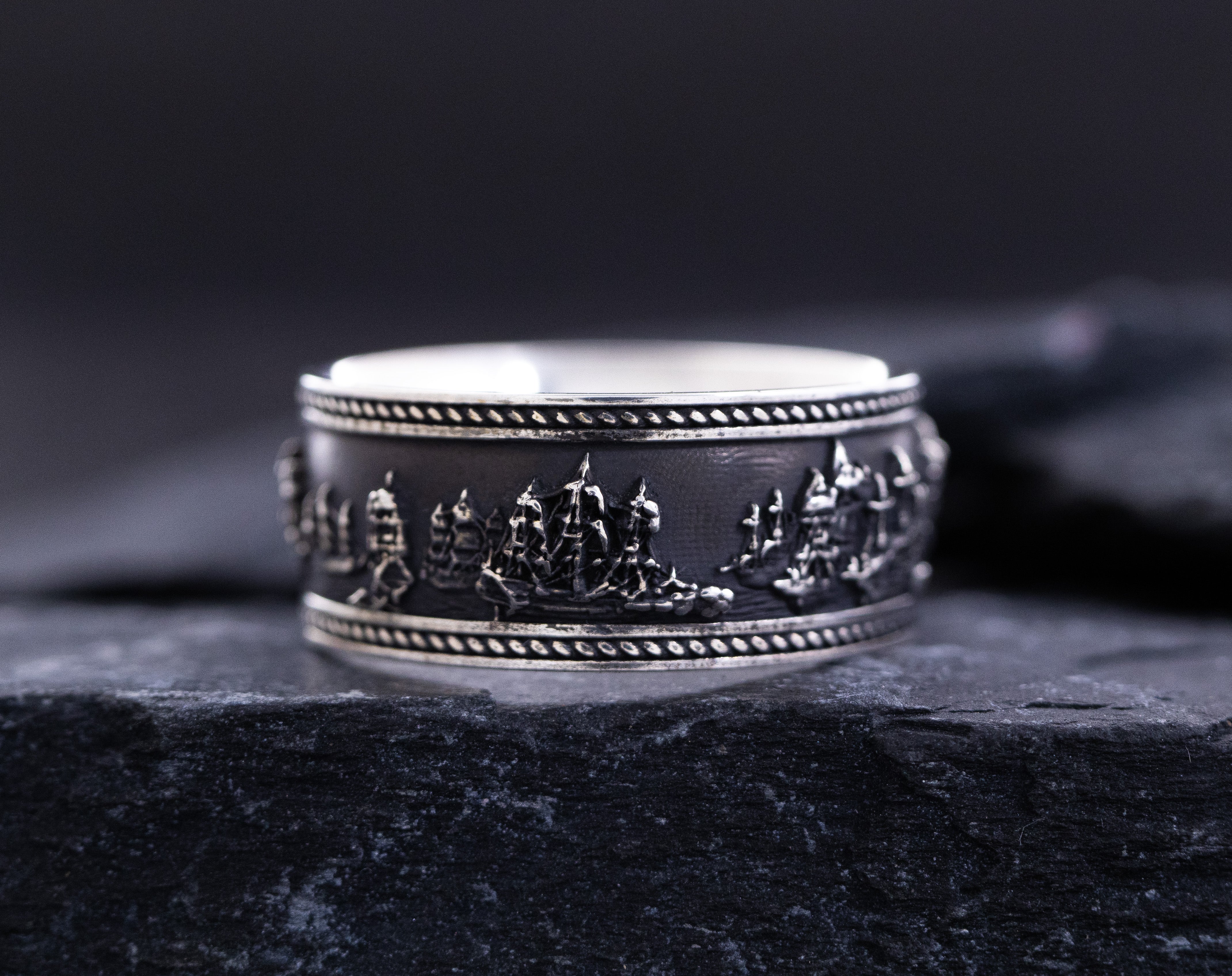 Sterling Silver Battle of Trafalgar Naval Warfare Band