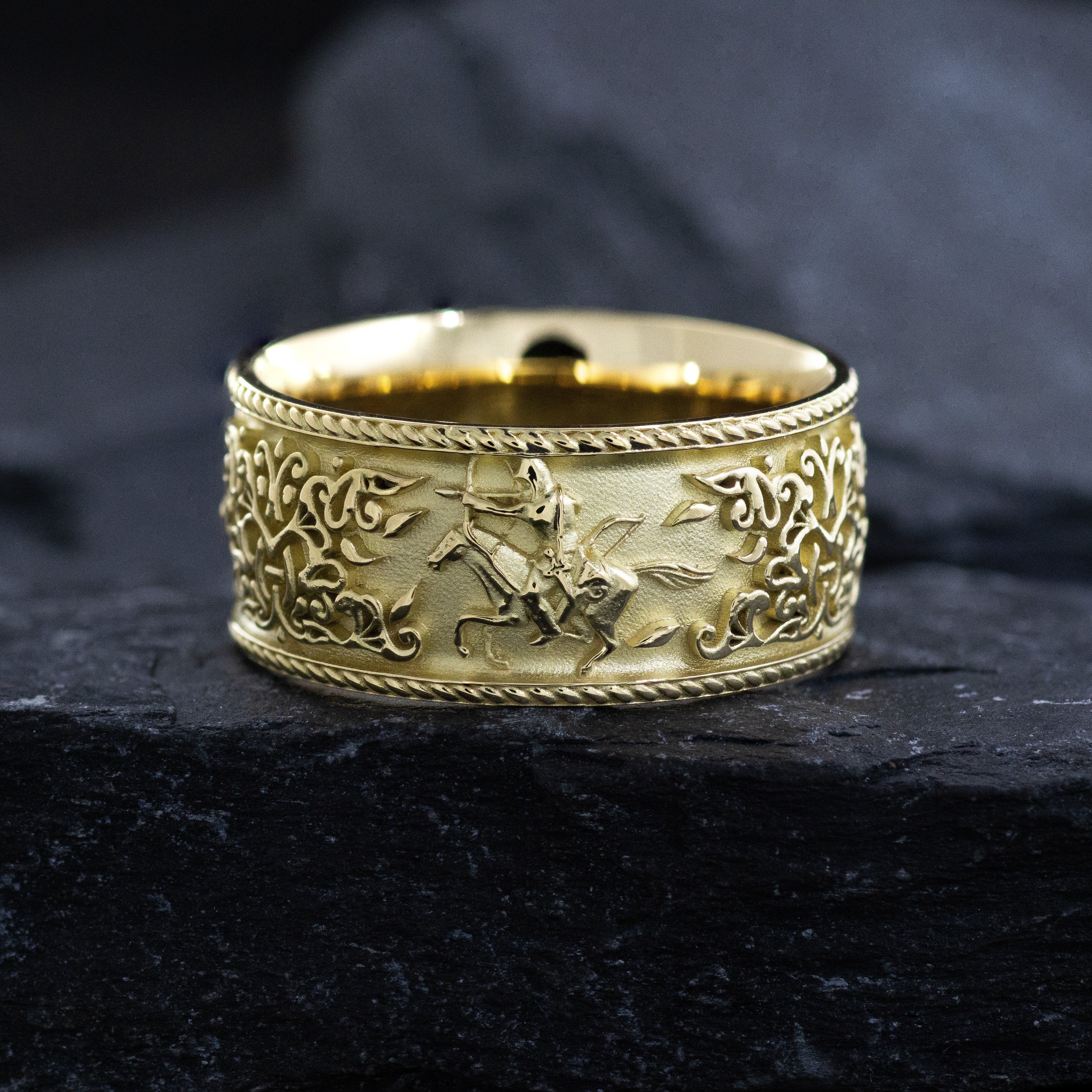 10mm Custom Made, Dome Shaped, 14k Solid Yellow Gold Scythian Ring
