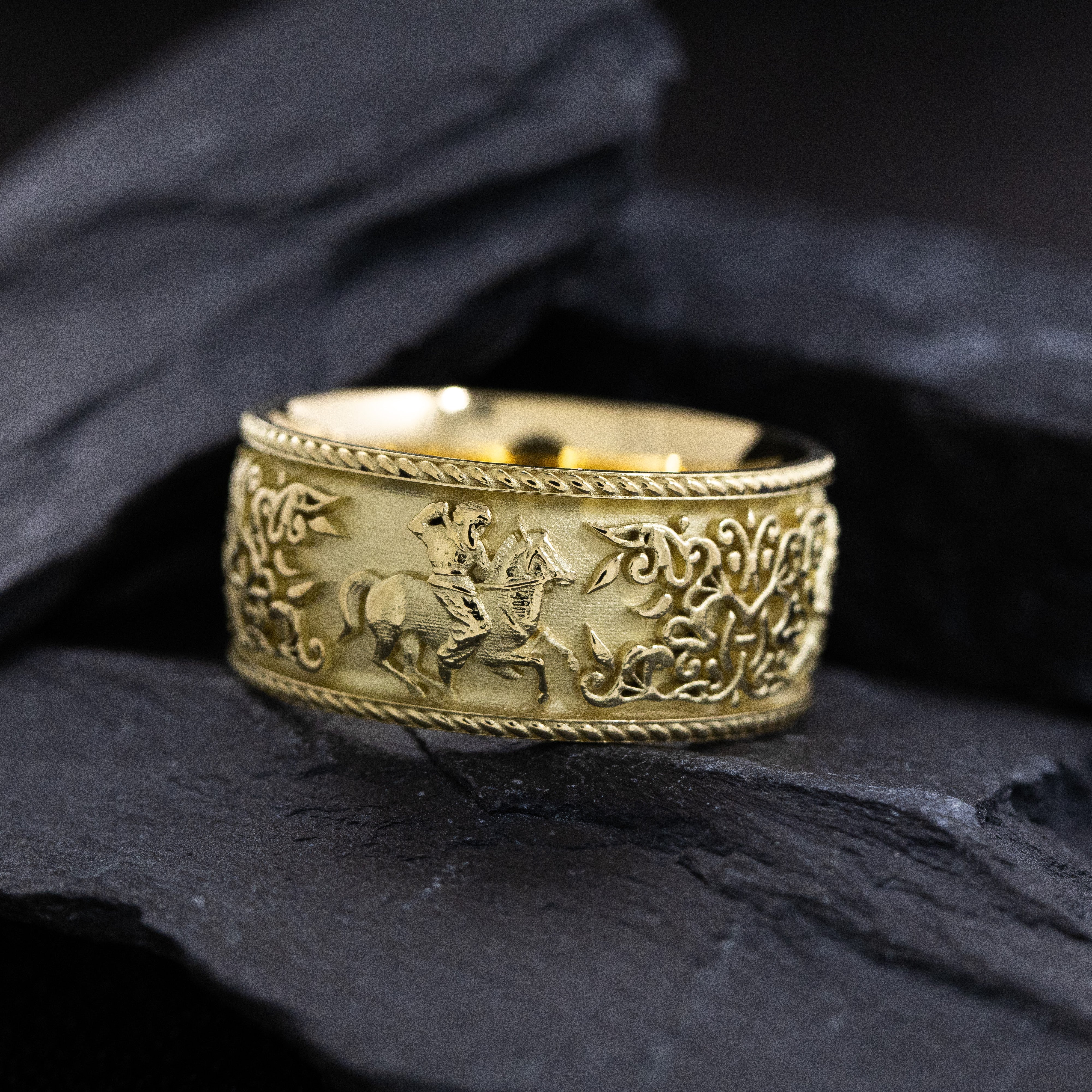 10mm Custom Made, Dome Shaped, 14k Solid Yellow Gold Scythian Ring