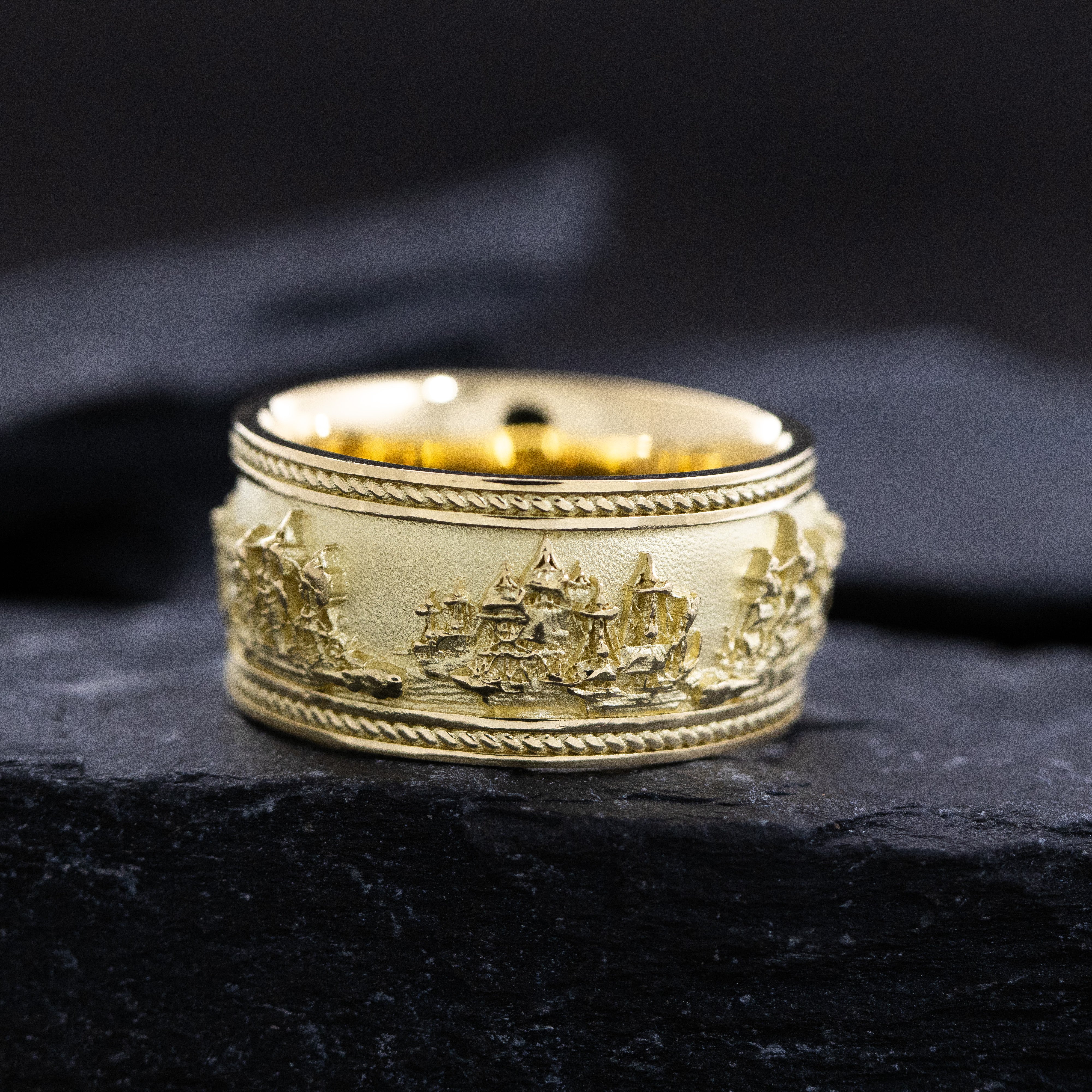 Solid 14k and 18k Yellow Gold Battle of Trafalgar Naval Warfare Band