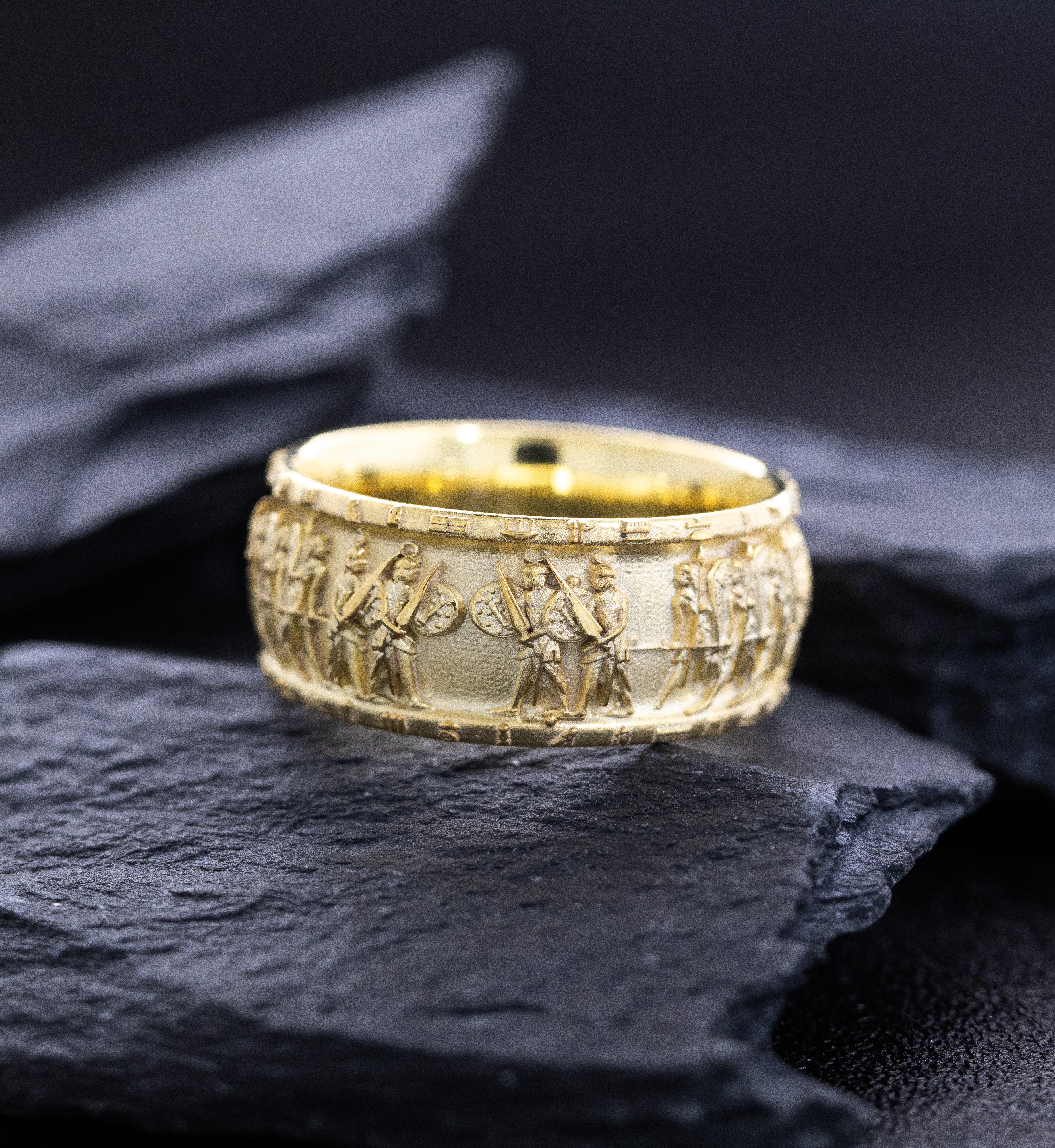 Egyptian Solid 14k Yellow Gold Ring Inspired by Battle of Kadesh