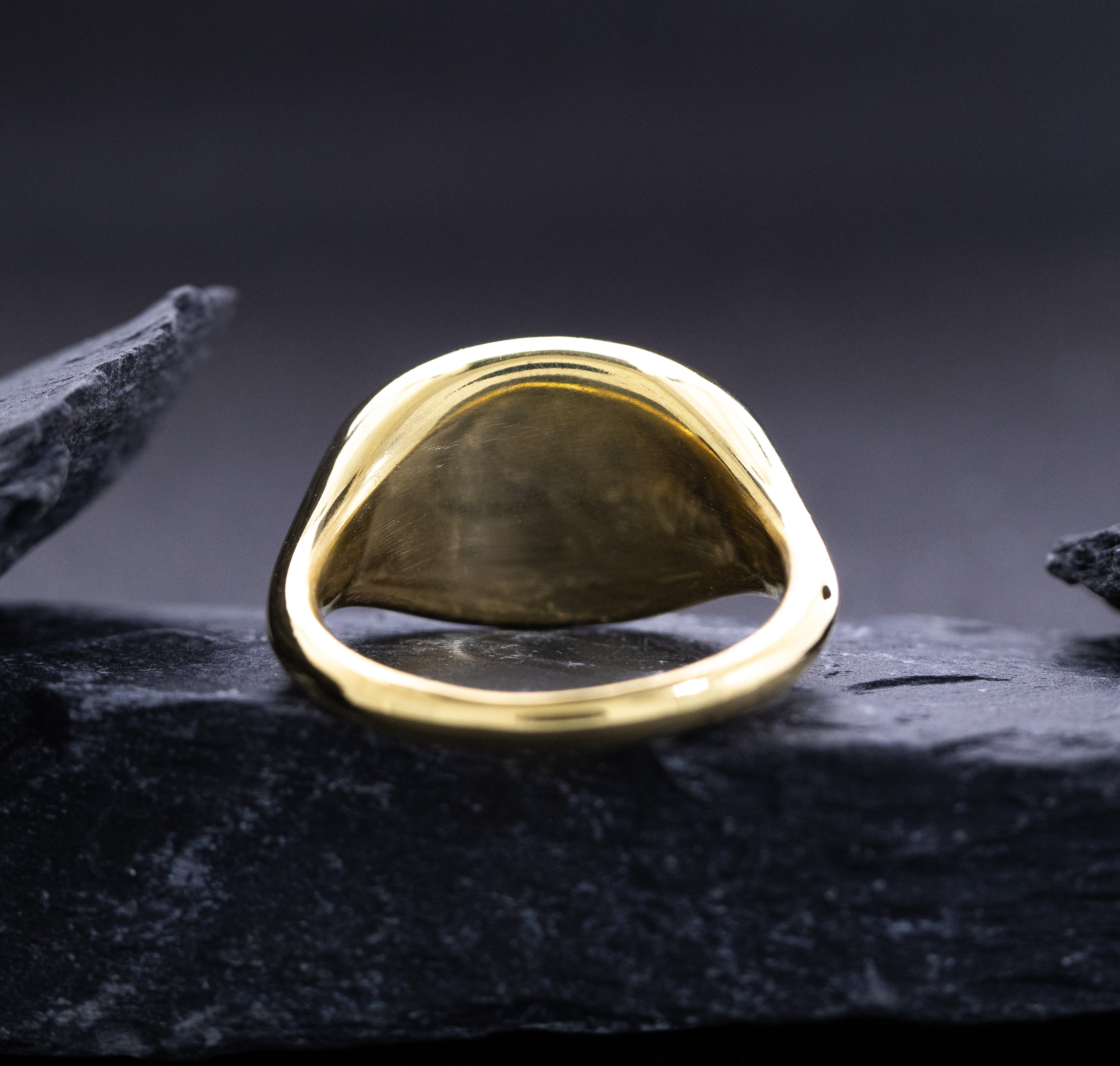 Ancient Roman Signet Ring, 14k Solid Yellow Gold Ring with Legio I Germanica Banner
