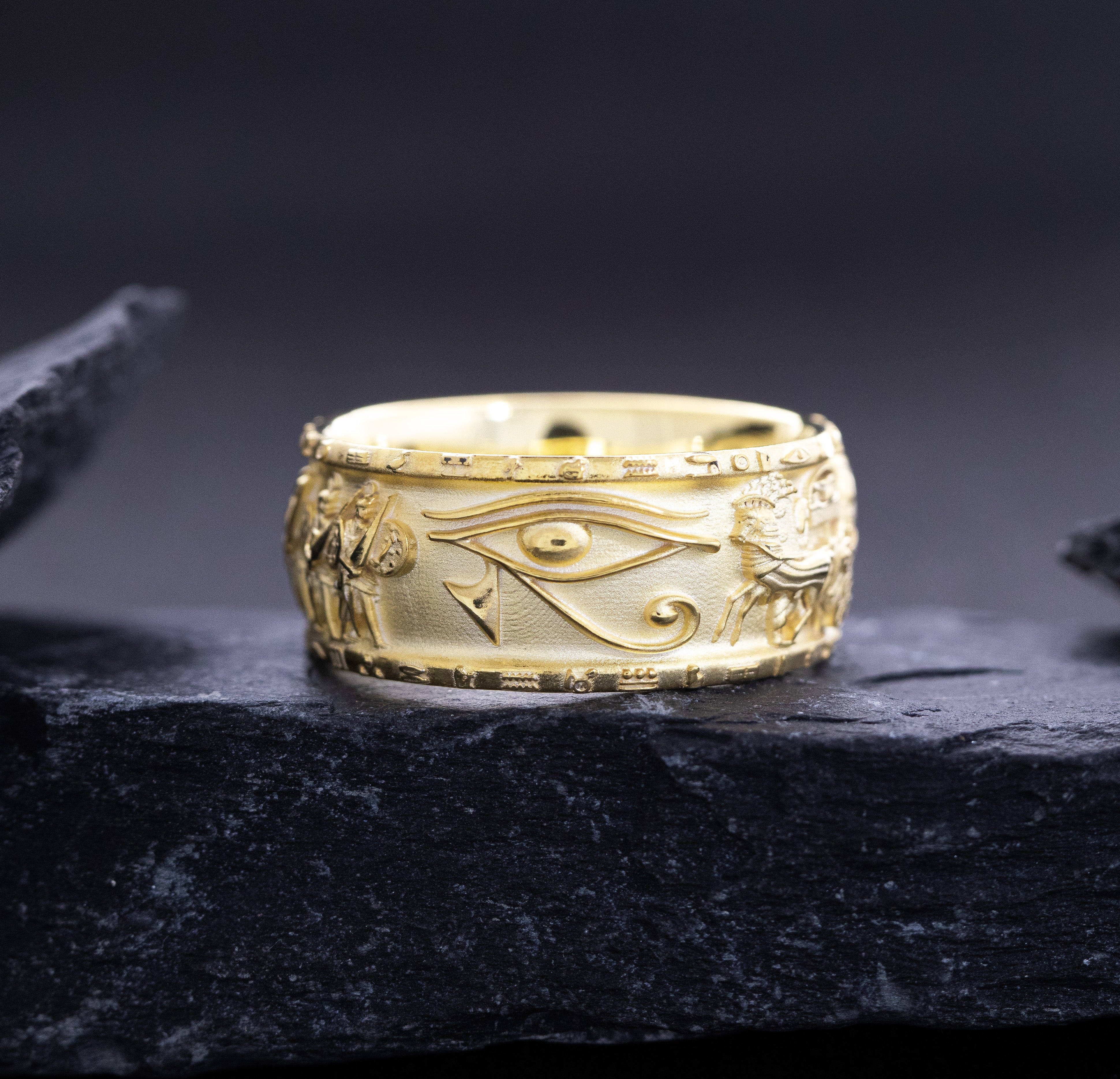 Egyptian Solid 14k Yellow Gold Ring Inspired by Battle of Kadesh