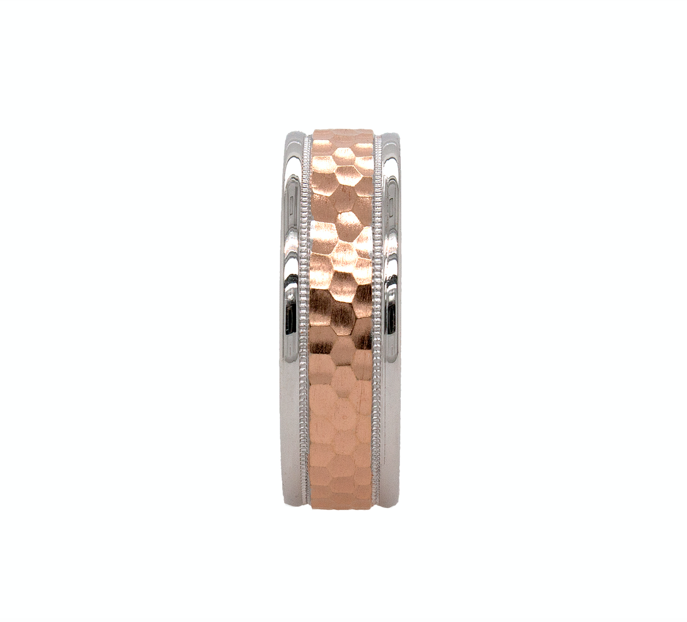 solid gold ring, white gold ring with rose gold, hammered gold ring, rose gold ring, milgrain ring, wedding band, mens wedding band, womens wedding band, gold ring, 8mm ring, 8mm gold ring, mens wedding band, unisex ring