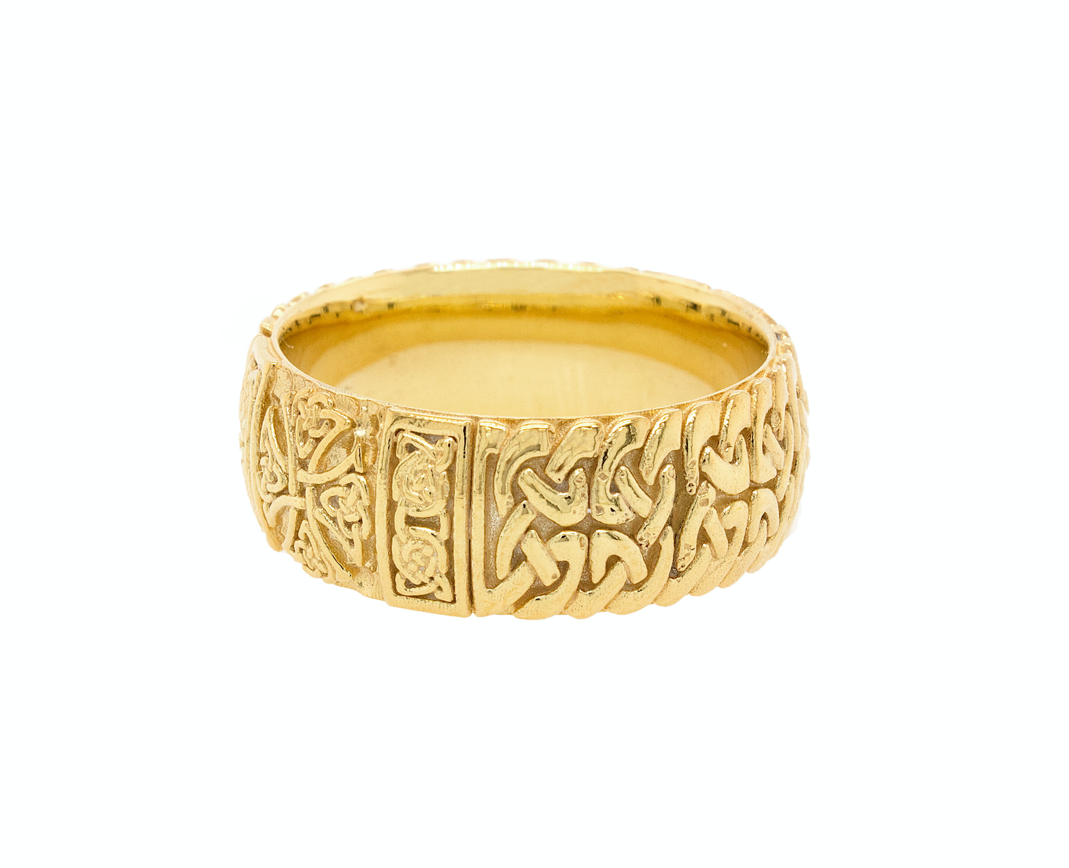 ring, ring on white background, mens ring, women's ring, solid gold ring, solid gold wedding band, wedding band, celtic ring, cross ring, ring with cross, engraved ring, custom ring, solid gold wedding band, cross ring