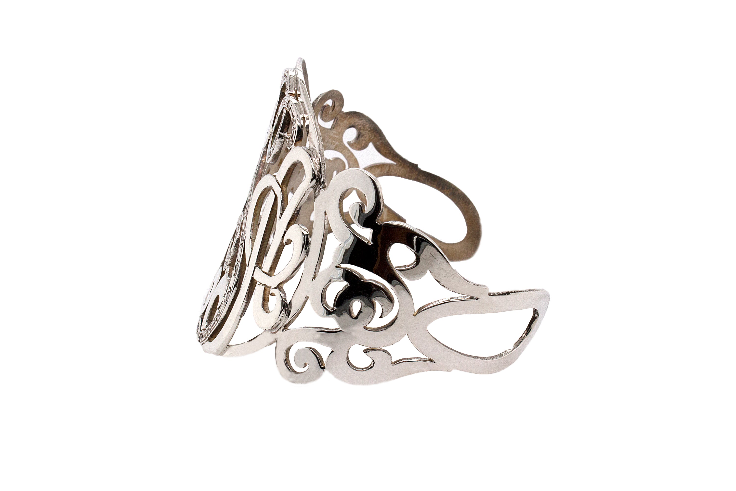 bracelet, bracelet on white background, sterling silver cuff, cuff bracelet, sterling silver, custom cuff bracelet, cubic zirconia bracelet, monogram, monogram bracelet, initial bracelet, womens bracelet, one of a kind bracelet
