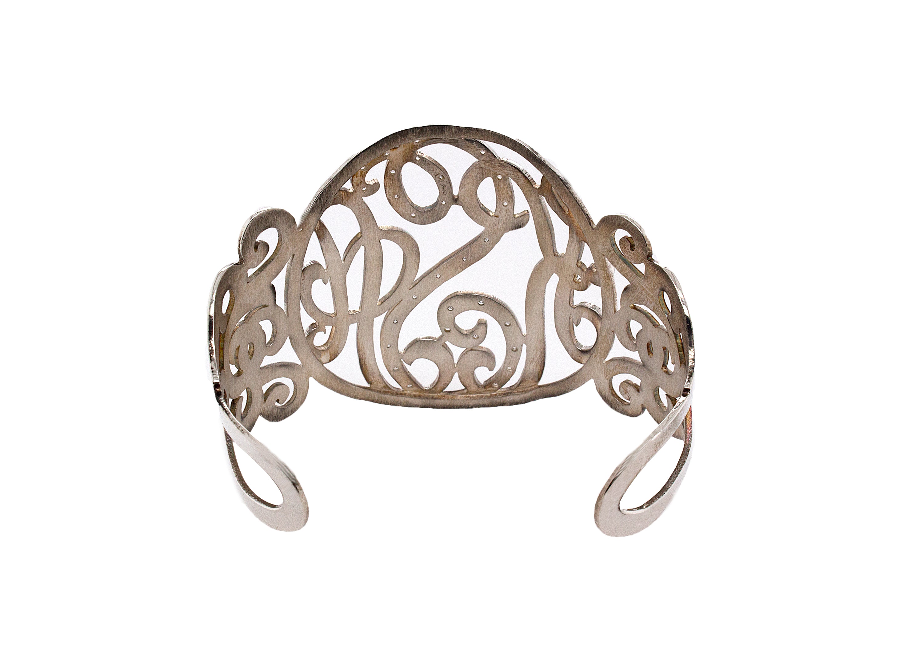 bracelet, bracelet on white background, sterling silver cuff, cuff bracelet, sterling silver, custom cuff bracelet, cubic zirconia bracelet, monogram, monogram bracelet, initial bracelet, womens bracelet, one of a kind bracelet