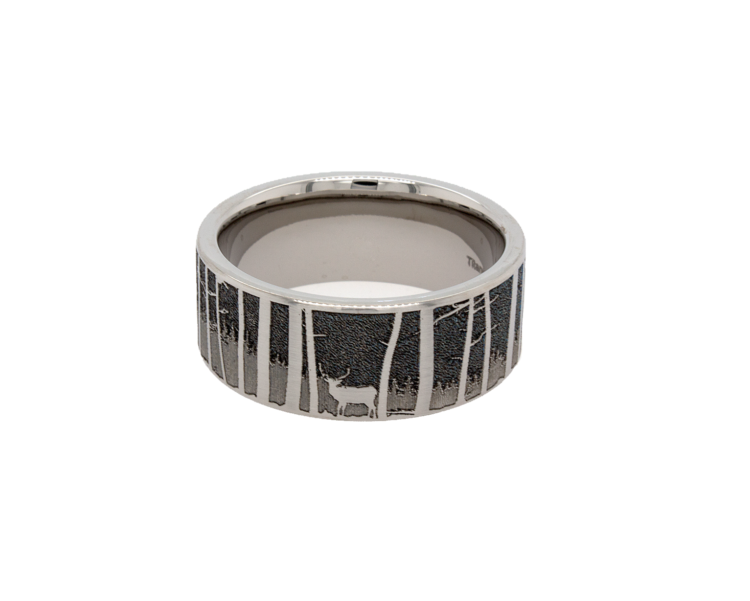 ring, ring with white background, engraved ring, custom wedding band, custom ring, forest engraving, engraved ring, ring with engravings, mens titanium ring, women's titanium ring, ring with forest