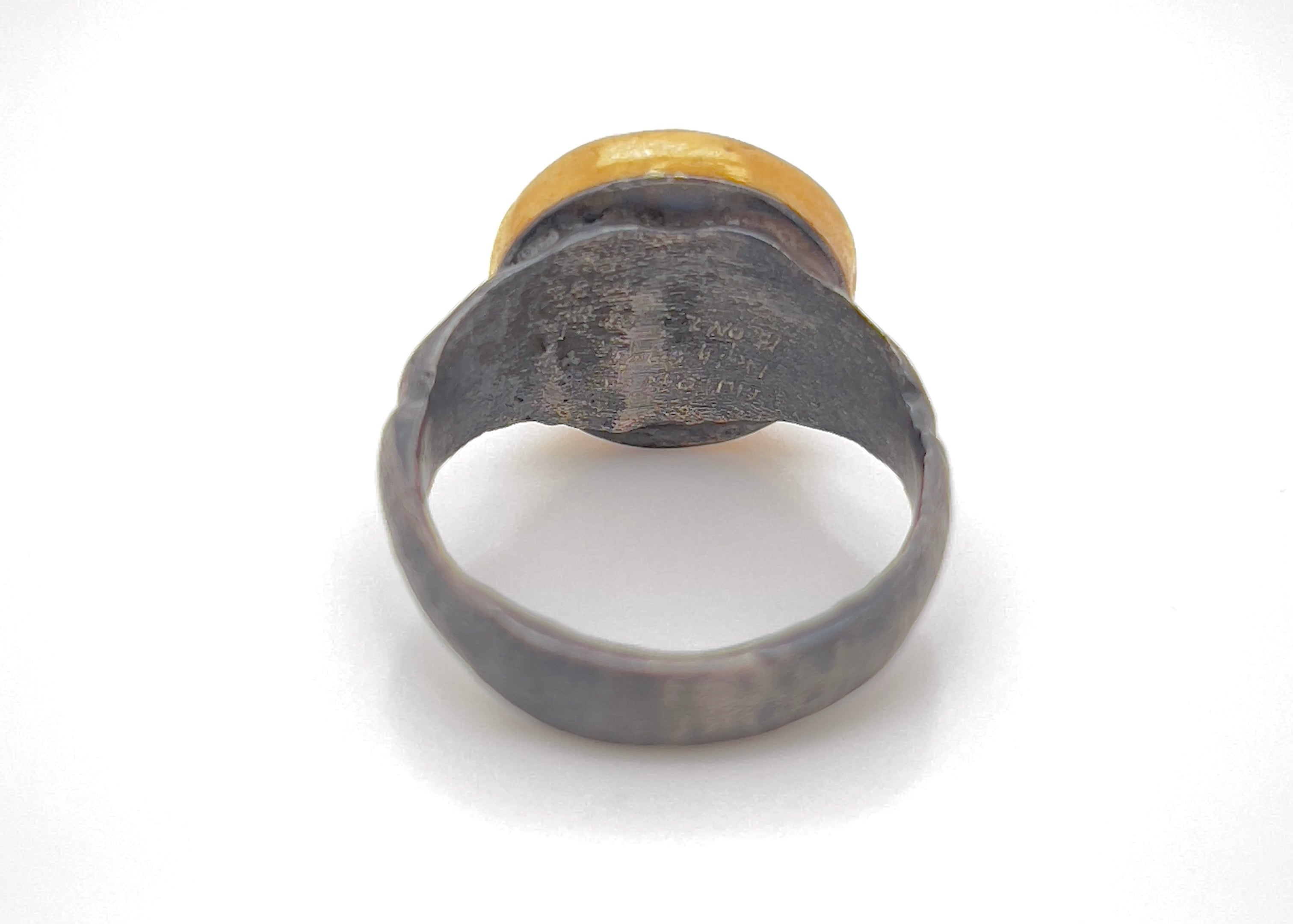 24k Gold and Silver Handmade Ring Featuring Medusa on Black Onyx