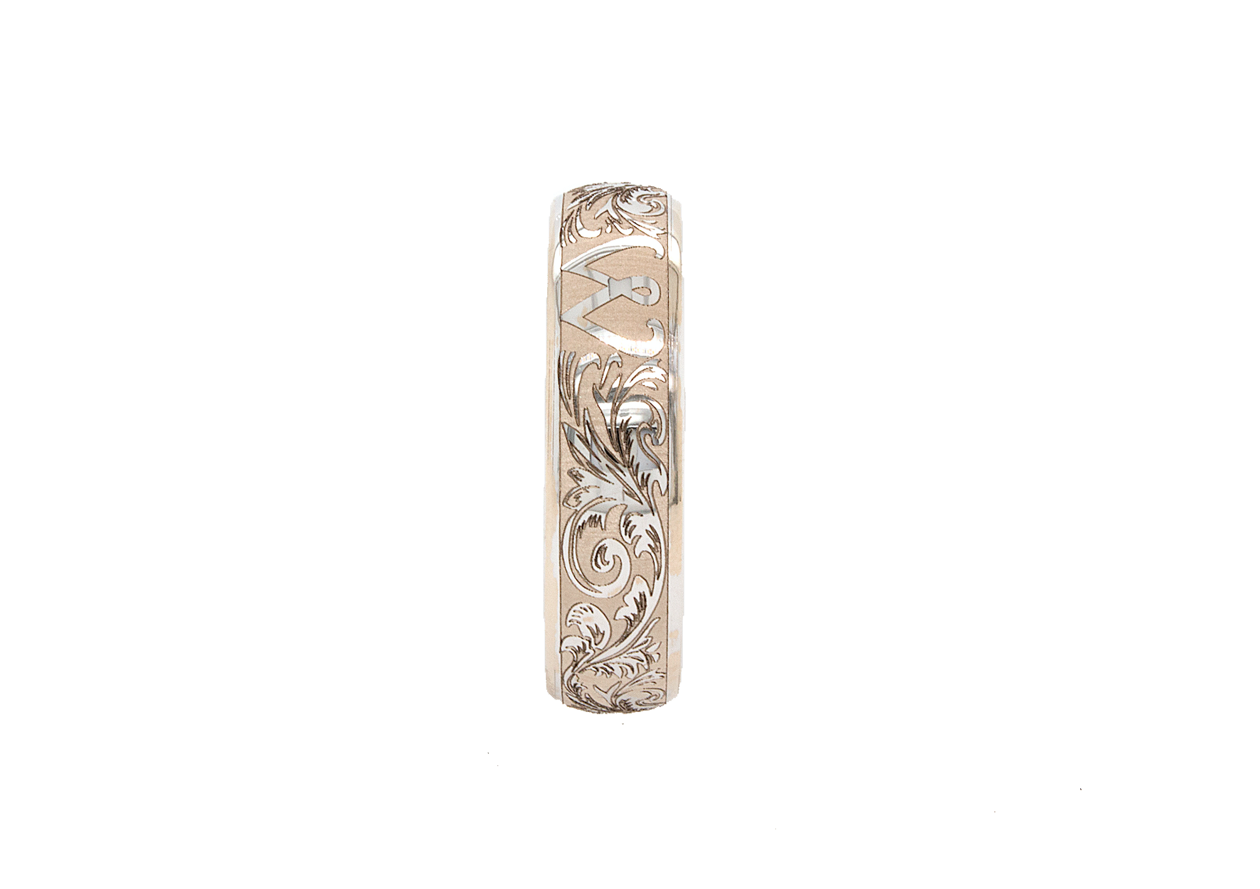 ring, ring on white background, solid white gold ring, ring with w initial, ring with victorian designs, victorian wedding band, thin ring, custom ring, personalized wedding band, personalized ring with initial