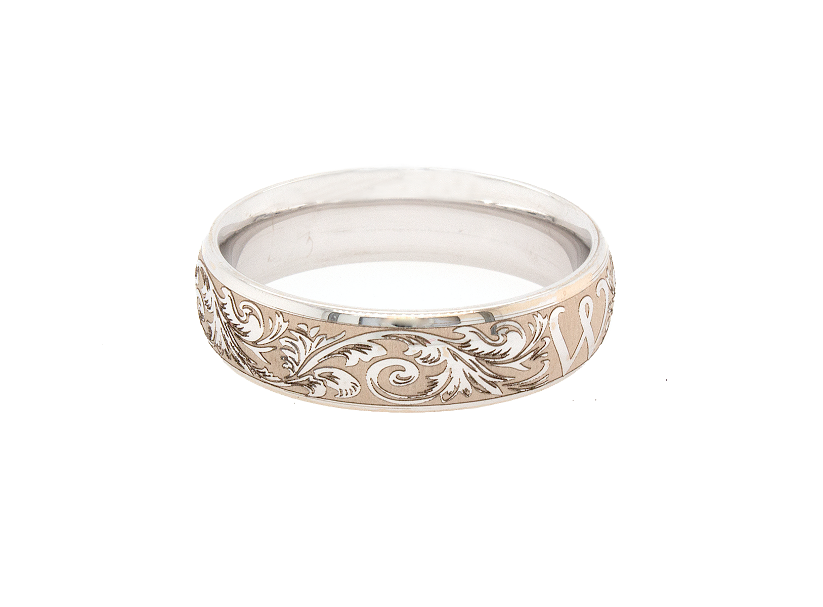 ring, ring on white background, solid white gold ring, ring with w initial, ring with victorian designs, victorian wedding band, thin ring, custom ring, personalized wedding band, personalized ring with initial