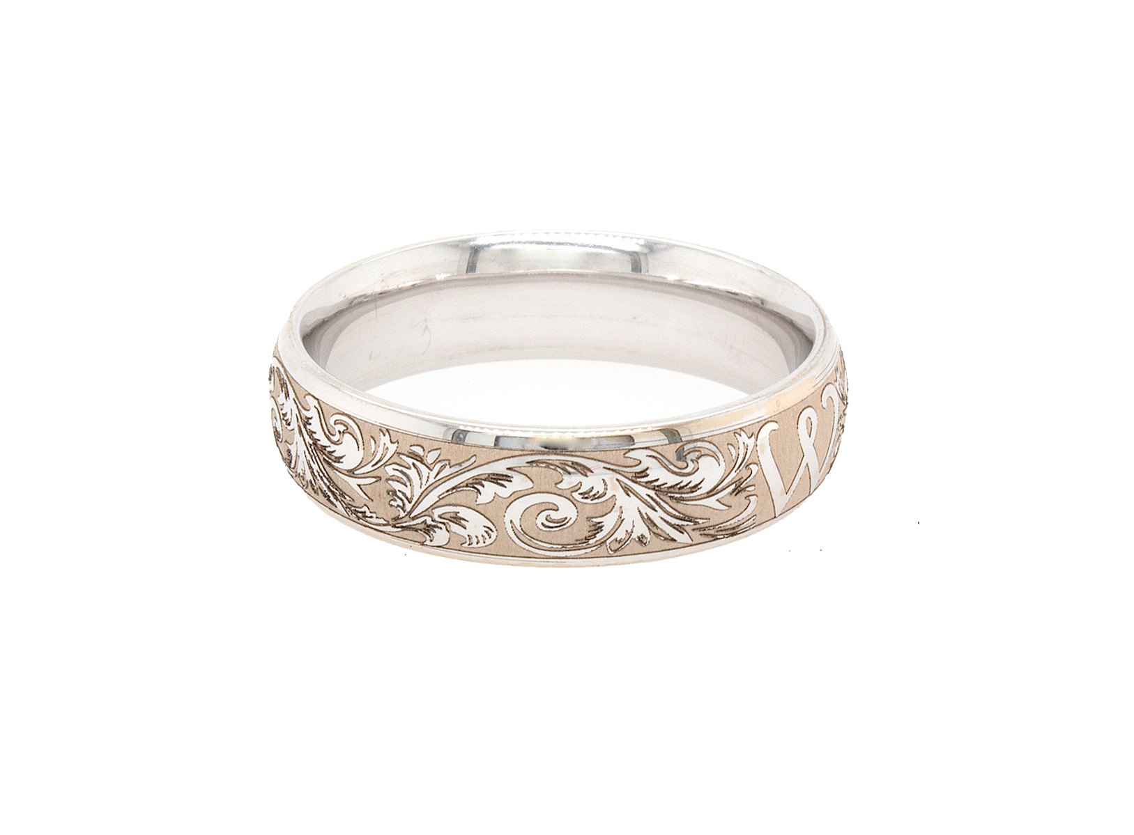 ring, ring on white background, solid white gold ring, ring with w initial, ring with victorian designs, victorian wedding band, thin ring, custom ring, personalized wedding band, personalized ring with initial