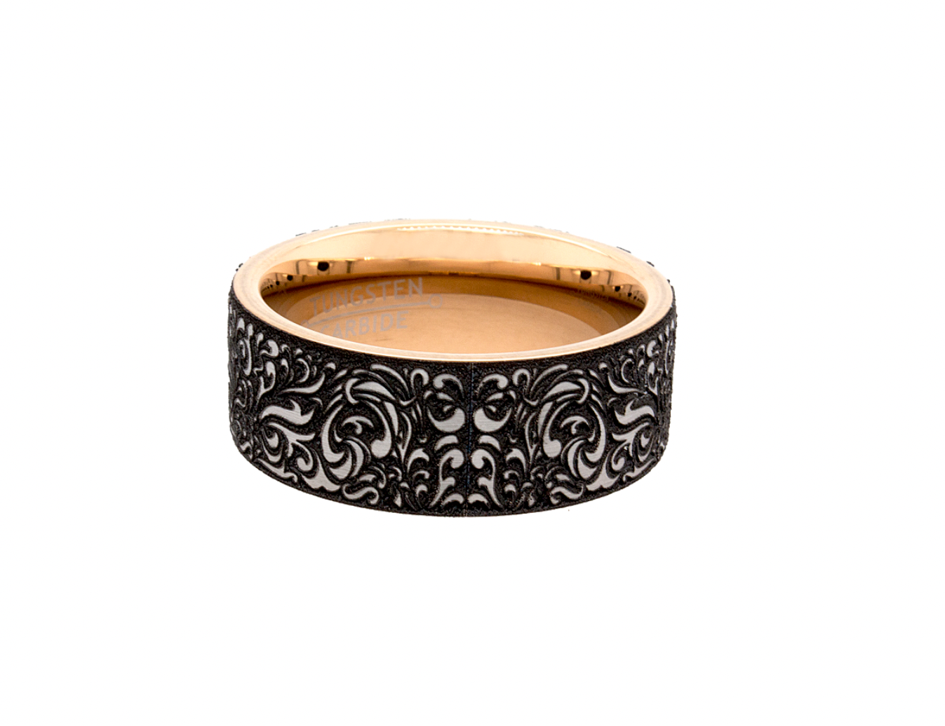 ring, ring with white background, 9mm tungsten ring, rose gold plated ring, thick wedding band, victorian wedding band, ring with lions head, lion ring, wedding band, mens ring, women's ring, rose gold plated tungsten ring, custom ring