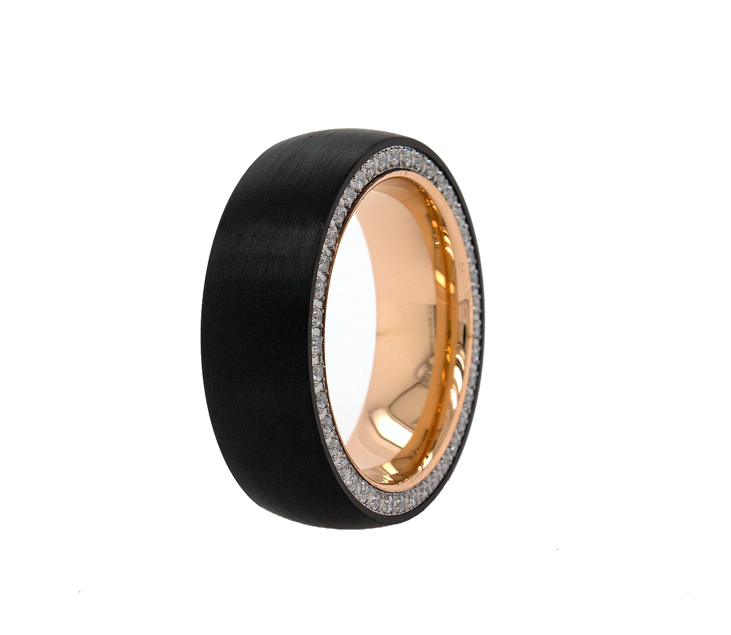 Tungsten Bass Fishing Dome Black and Rose Gold Promise Ring for Men / 9