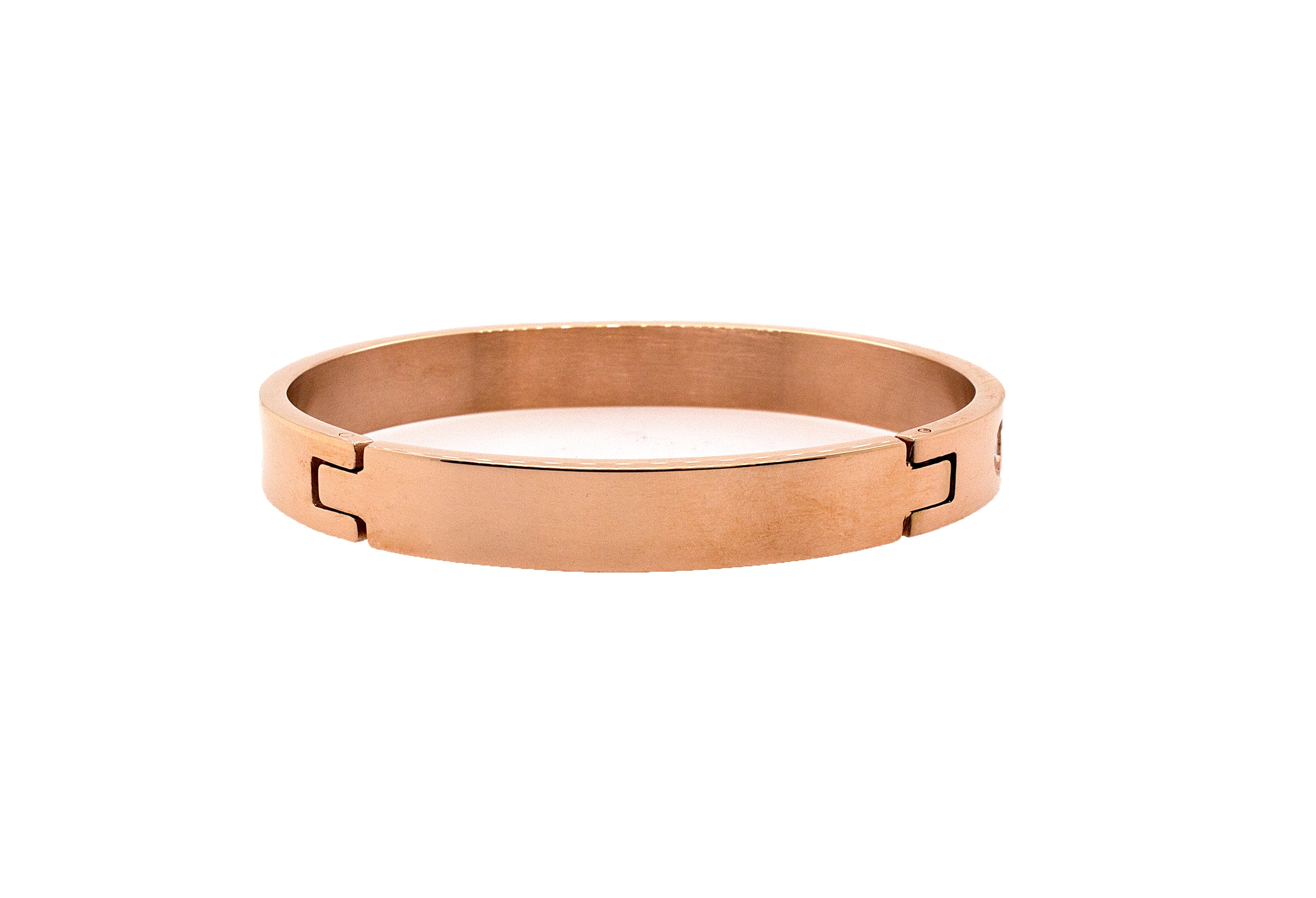 rose gold bracelet, bracelet on white background, bangle, bangle bracelet, rose gold bangle, cz bracelet, cubic zirconia bracelet, polished rose gold bracelet, stackable bracelet