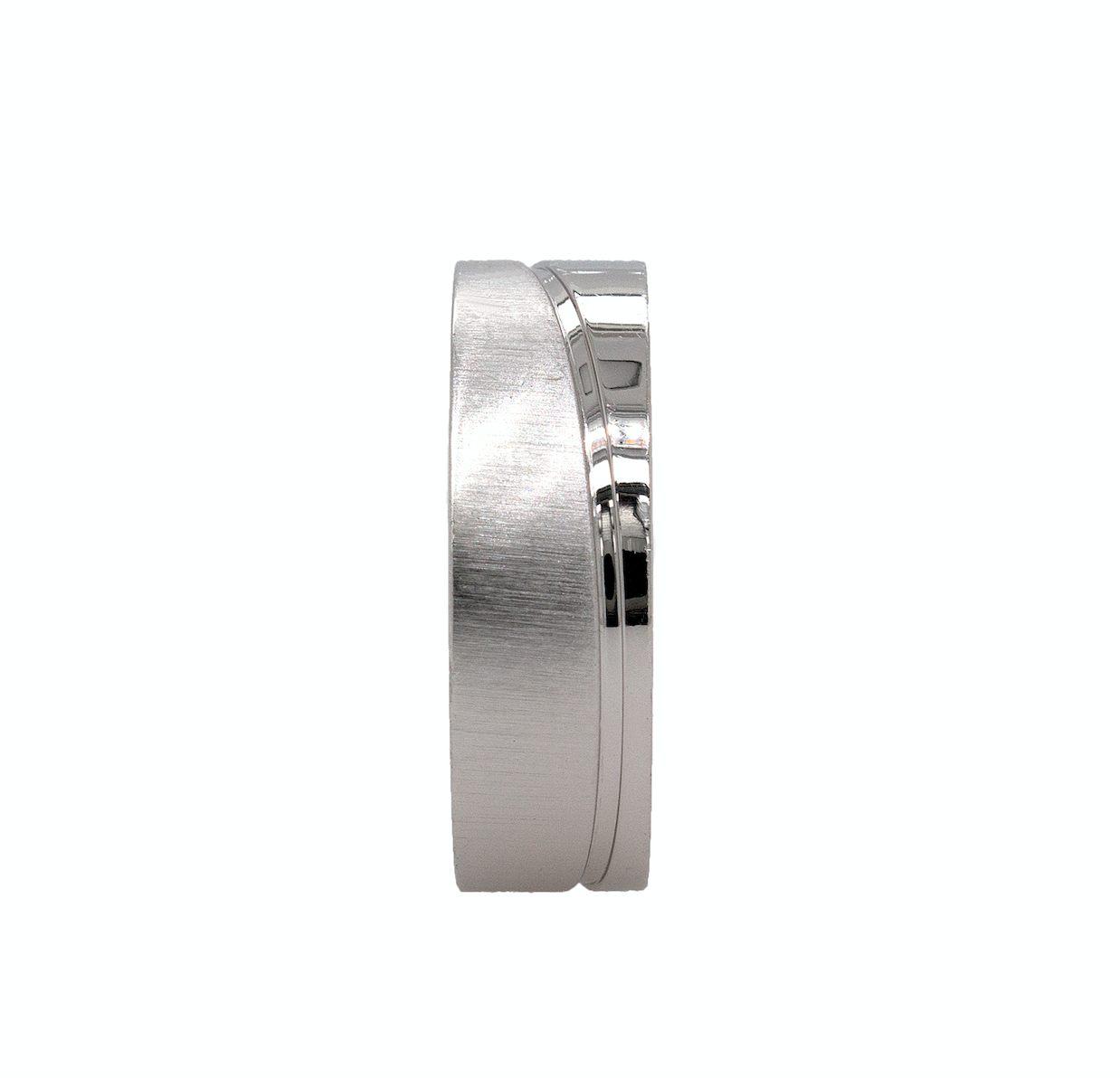 ring, ring on white background, 8mm ring, flat shape ring, grooved ring, curved groove, polished ring, brushed ring, mens wedding band, womens wedding band, promise ring, silver color ring