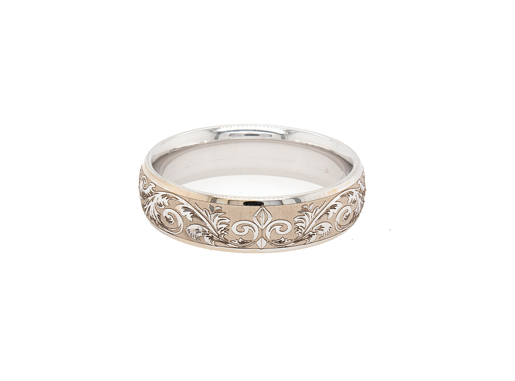 ring, ring on white background, solid white gold ring, ring with w initial, ring with victorian designs, victorian wedding band, thin ring, custom ring, personalized wedding band, personalized ring with initial