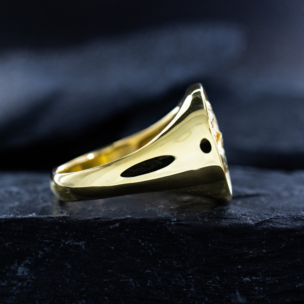 Solid 14k Yellow Gold Signet Ring with Achilles and Patroclus