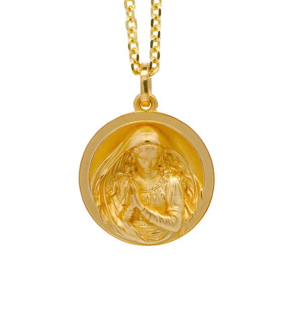 Solid 14k Gold Virgin Mary Pendant