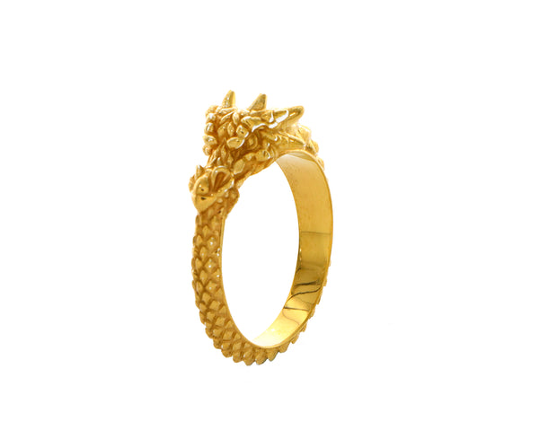Ouroboros Dragon, 14k Solid Yellow Gold Ring
