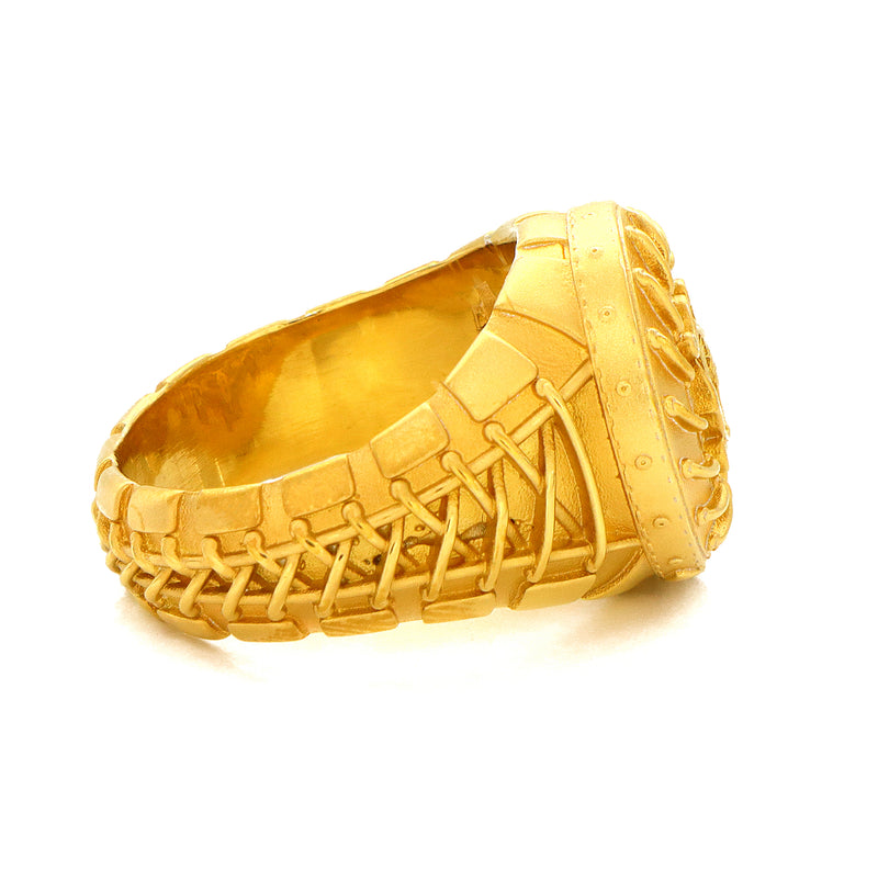 Solid 14k Yellow Gold Signet Belt Ring with Custom Monogram