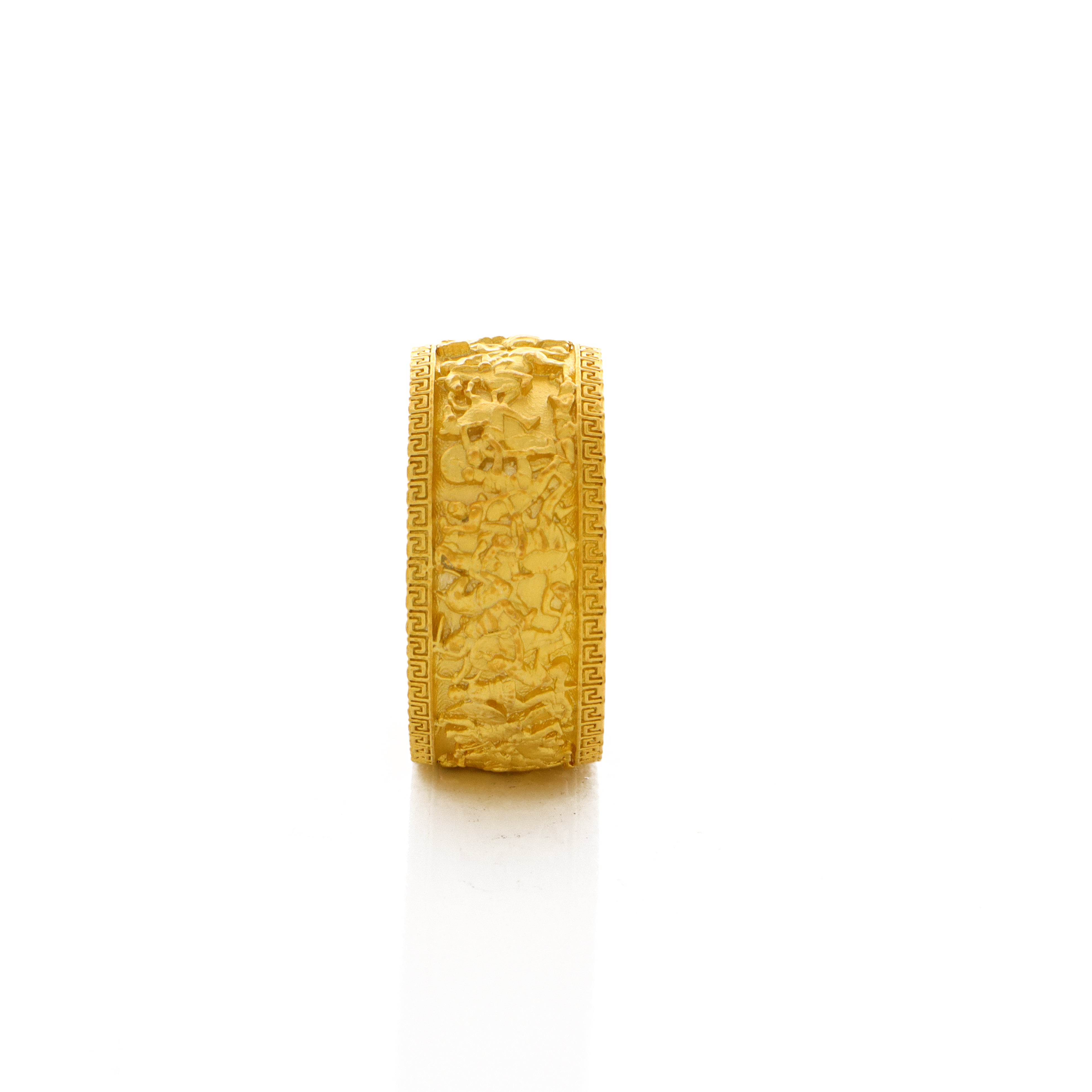 10mm Custom Made, Dome Shaped, 14k and 18k Solid Yellow Gold Ring with Alexander the Great Sarcophagus Relief