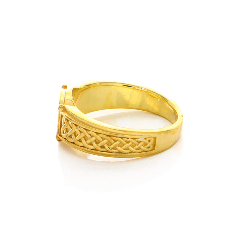 Norse Style Initial, 14k Solid Yellow Gold Signet Ring