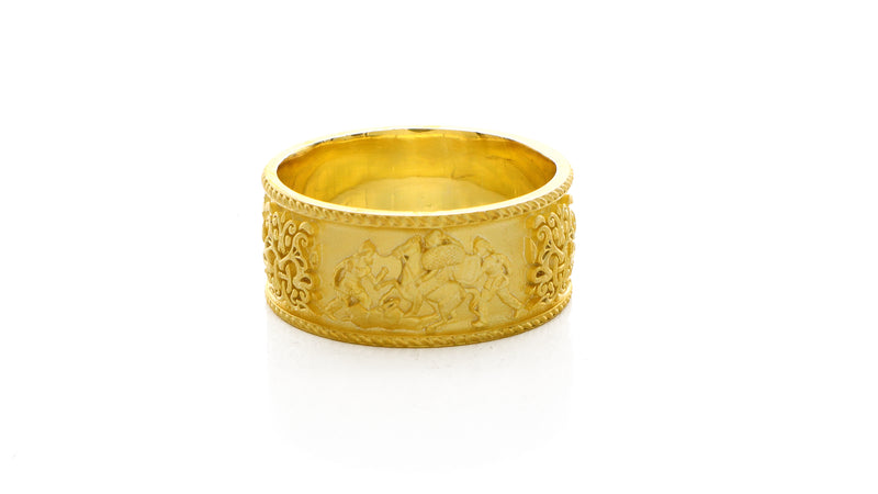 10mm Custom Made, Dome Shaped, 14k Solid Yellow Gold Scythian Ring