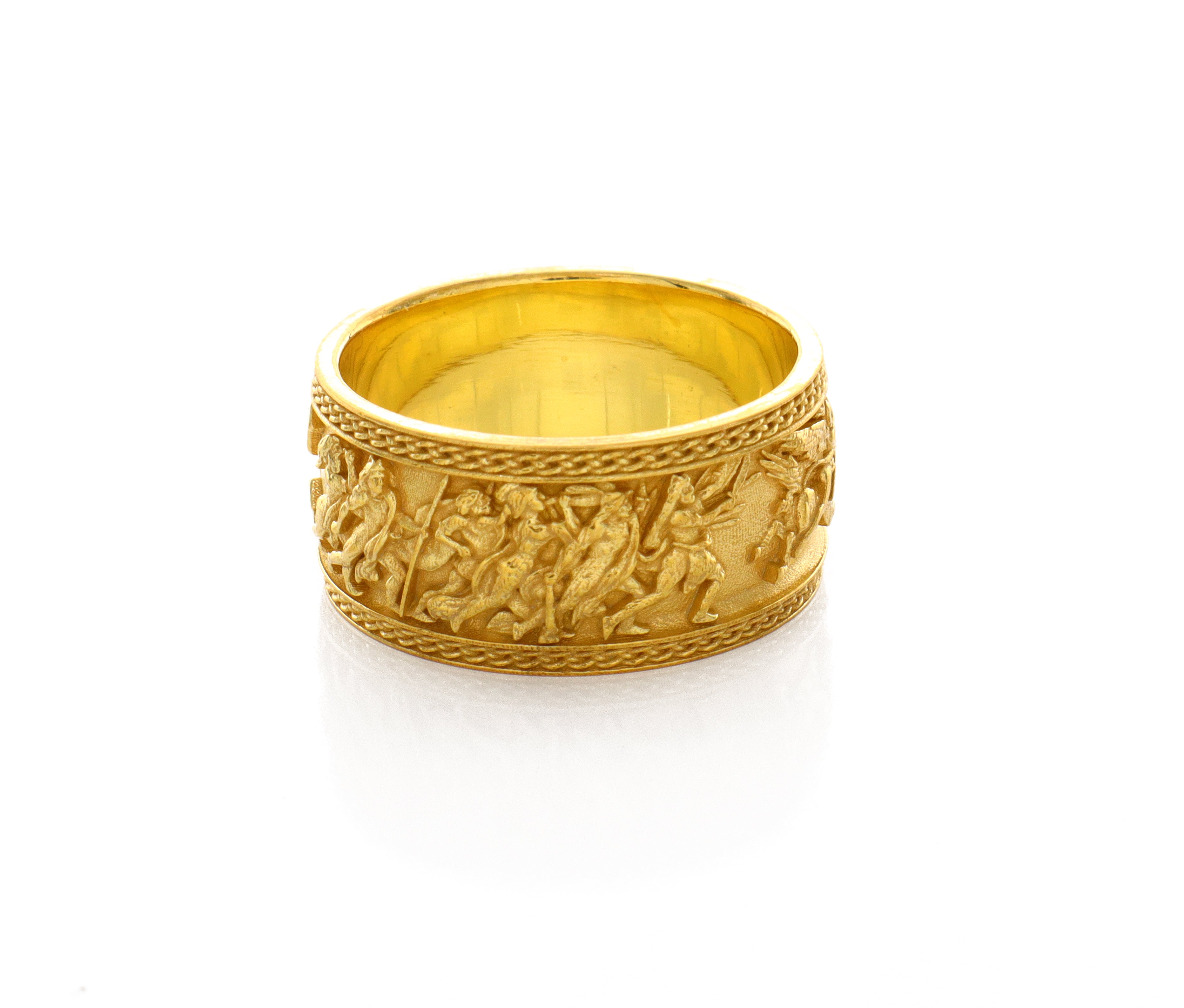 10mm Custom Made, Dome Shaped, 14k Solid Yellow Gold Valkyrie Viking Ring